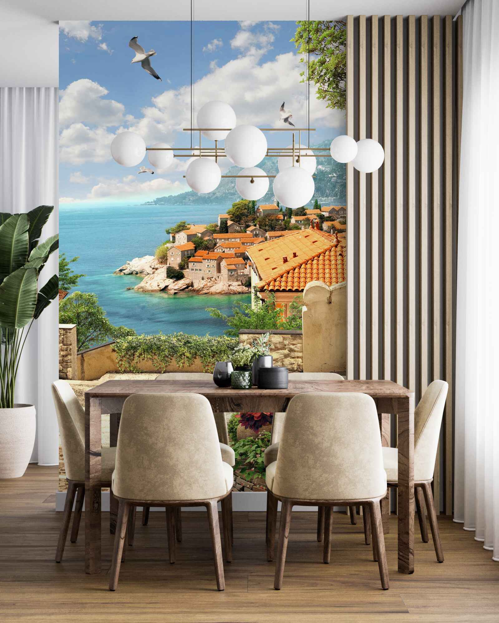 Fototapet vedere magnifică a orașului antic de lângă coastă