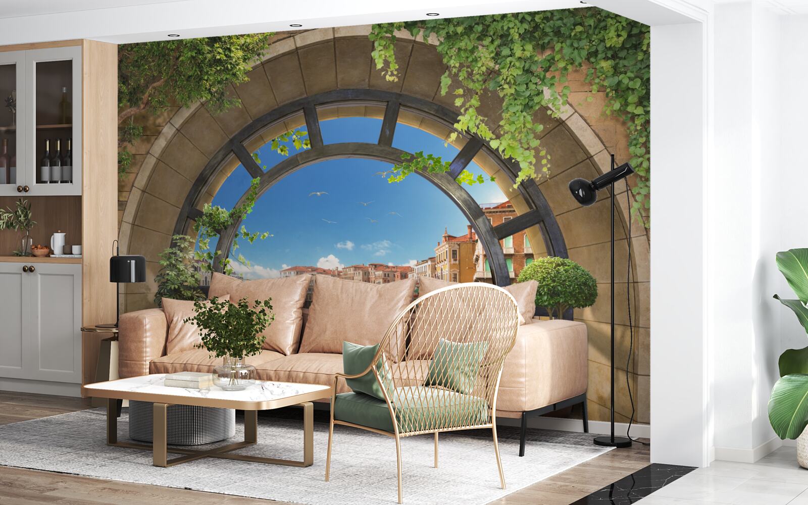 Fototapet arcuri rotunde în portul de bărci