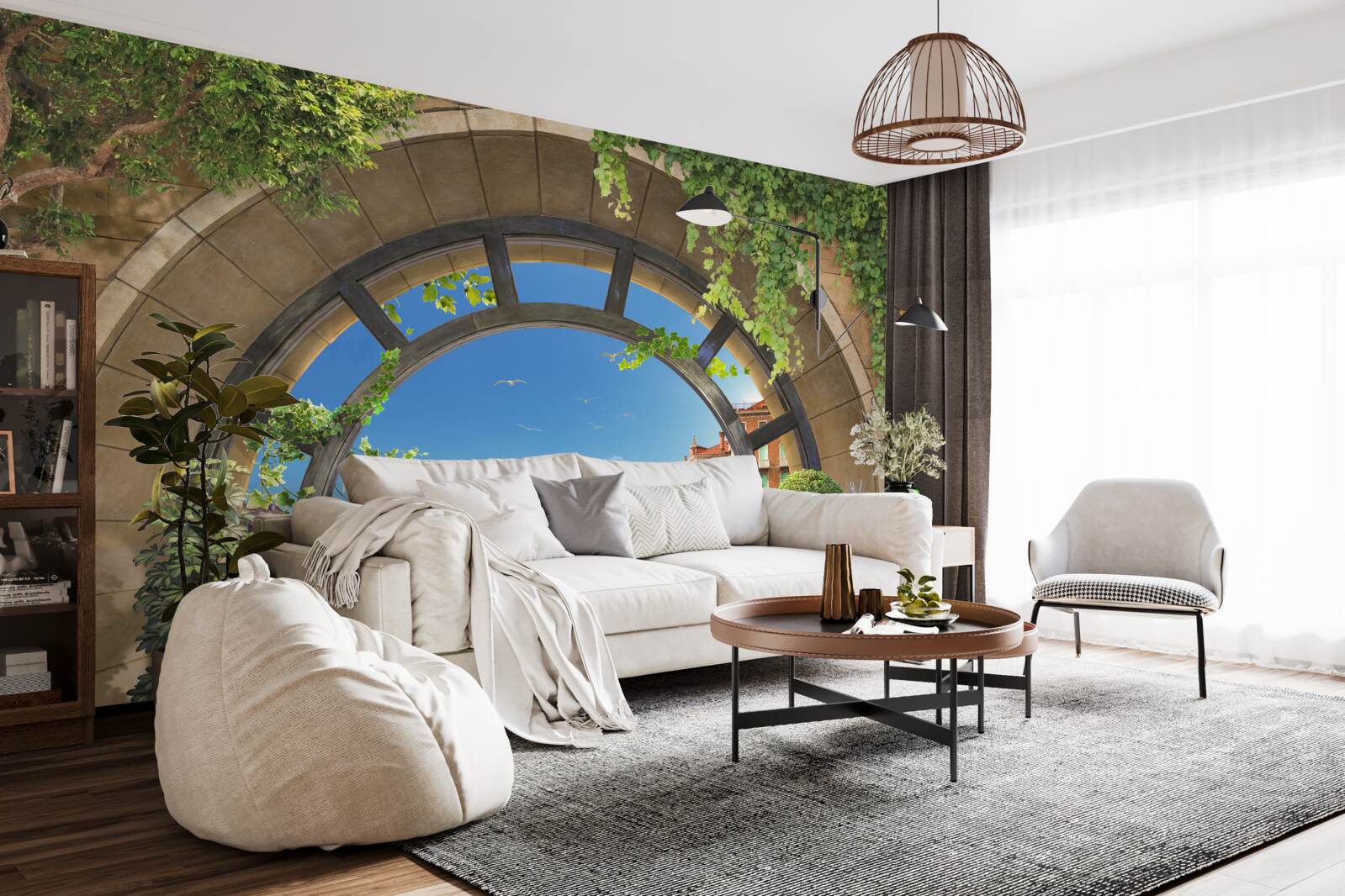 Fototapet arcuri rotunde în portul de bărci