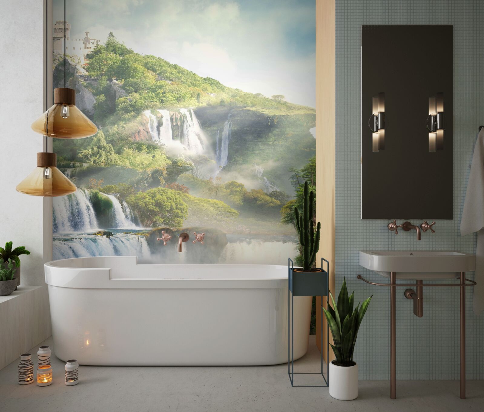 Fototapet multe cascade înalte