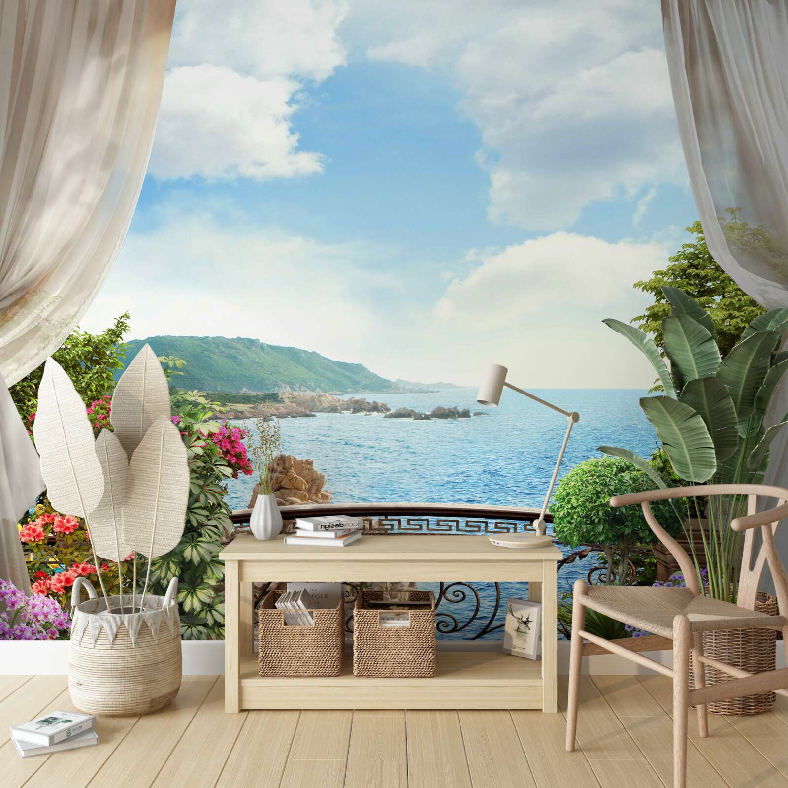 Fototapet loggie cu vedere pitorească la ocean