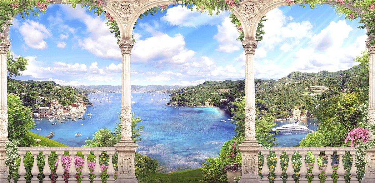 Fototapet platformă de observare cu vederi frumoase ale peisajului natural