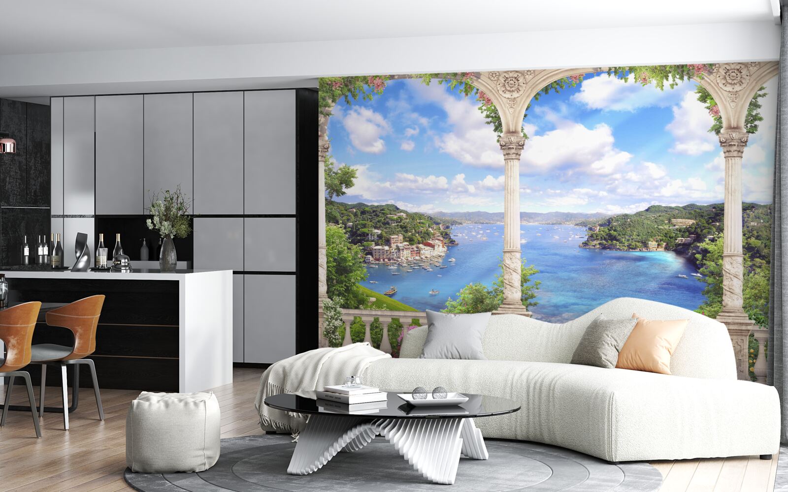 Fototapet platformă de observare cu vederi frumoase ale peisajului natural