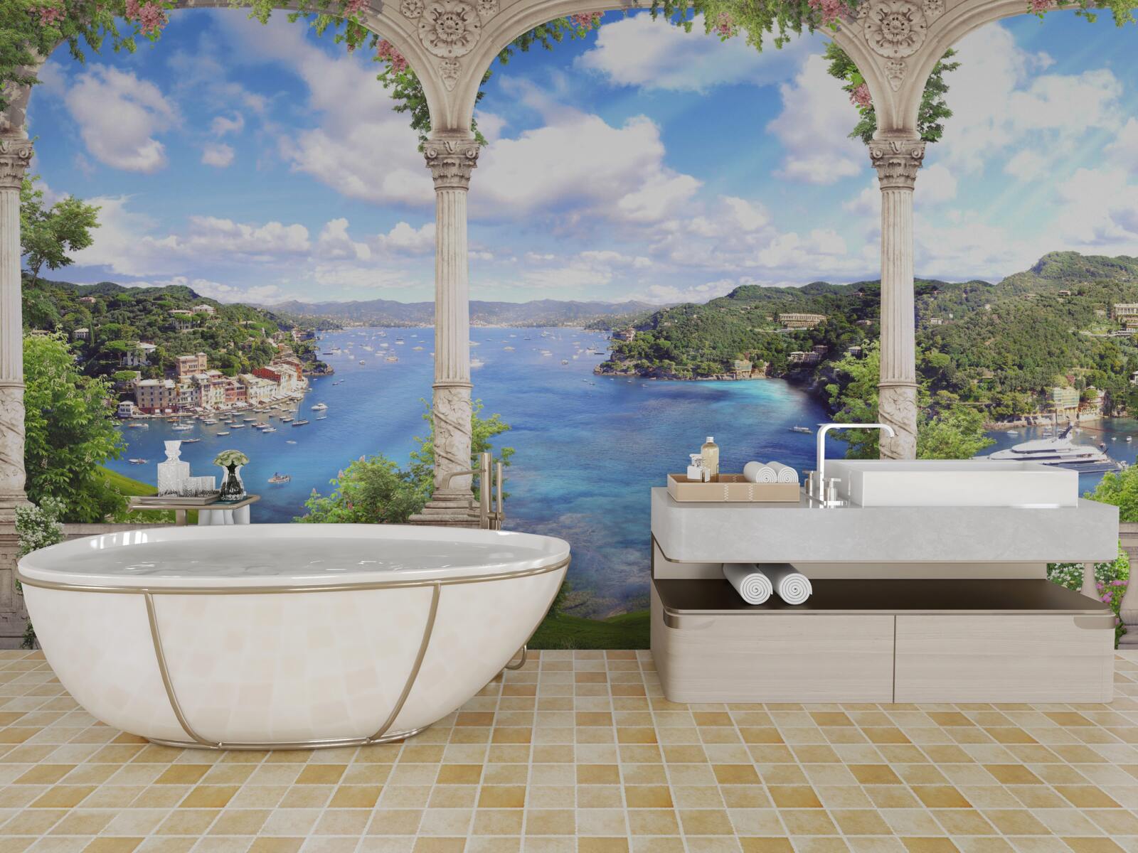 Fototapet platformă de observare cu vederi frumoase ale peisajului natural