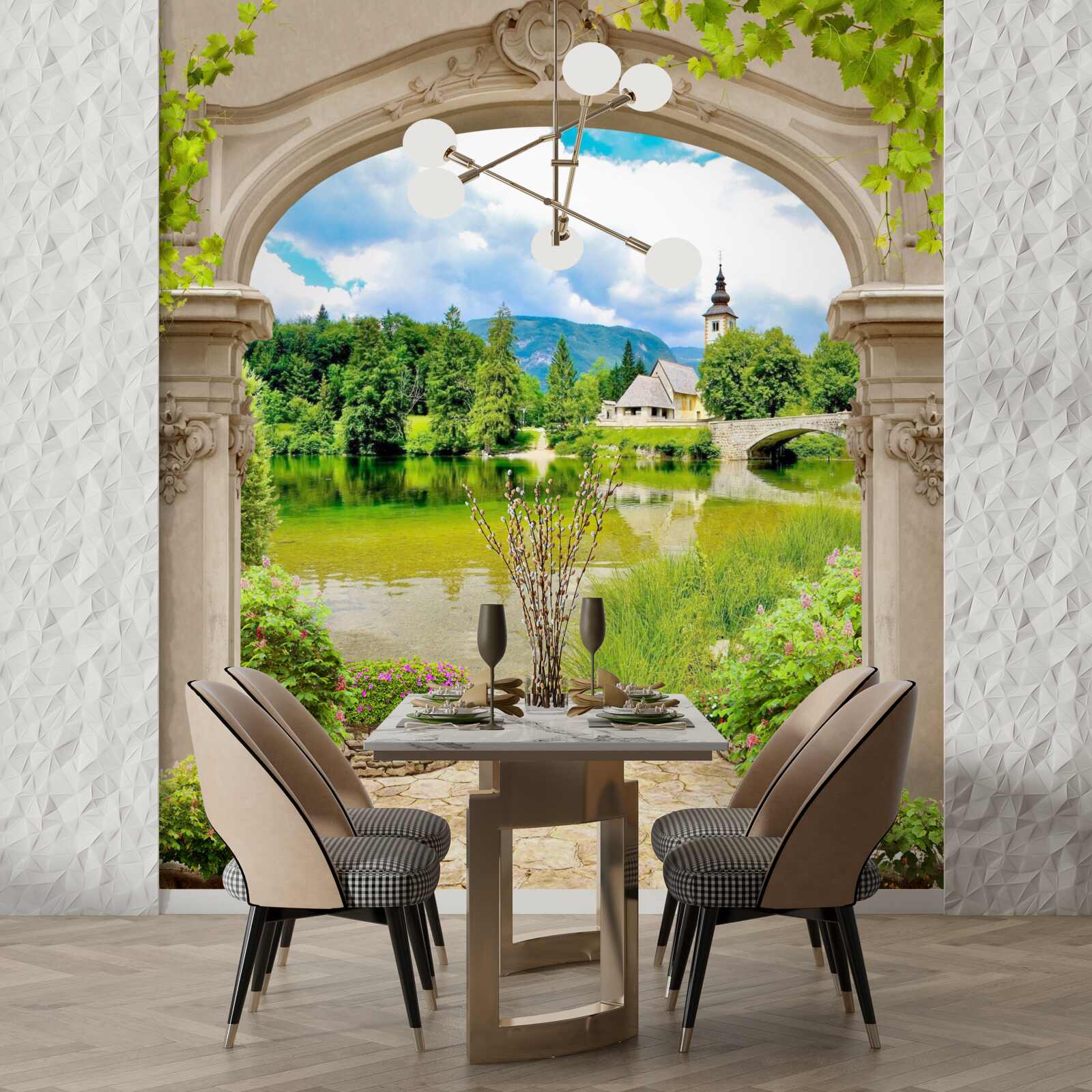 Fototapet arc circular care duce la apă