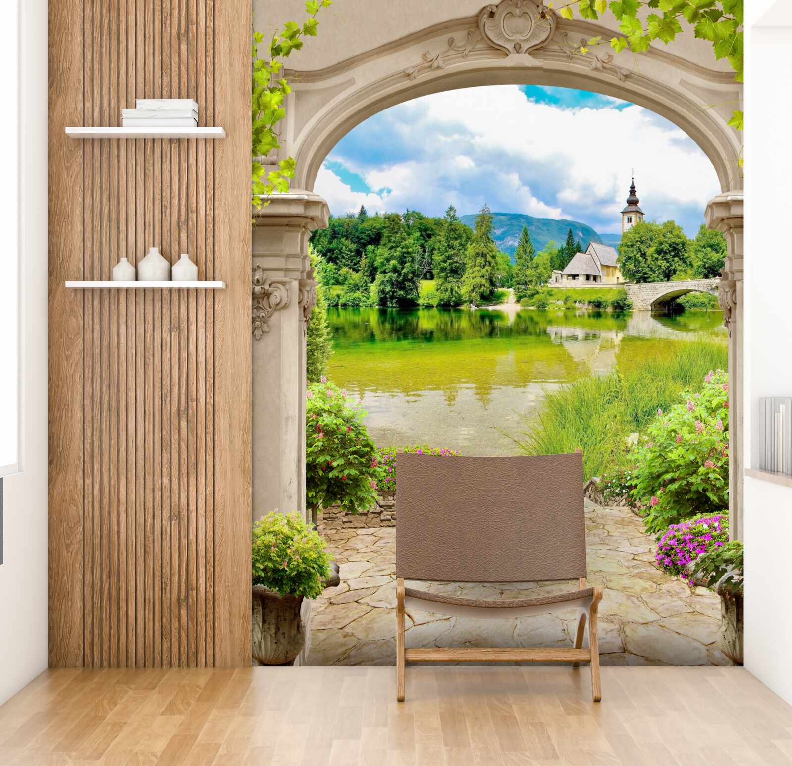 Fototapet arc circular care duce la apă