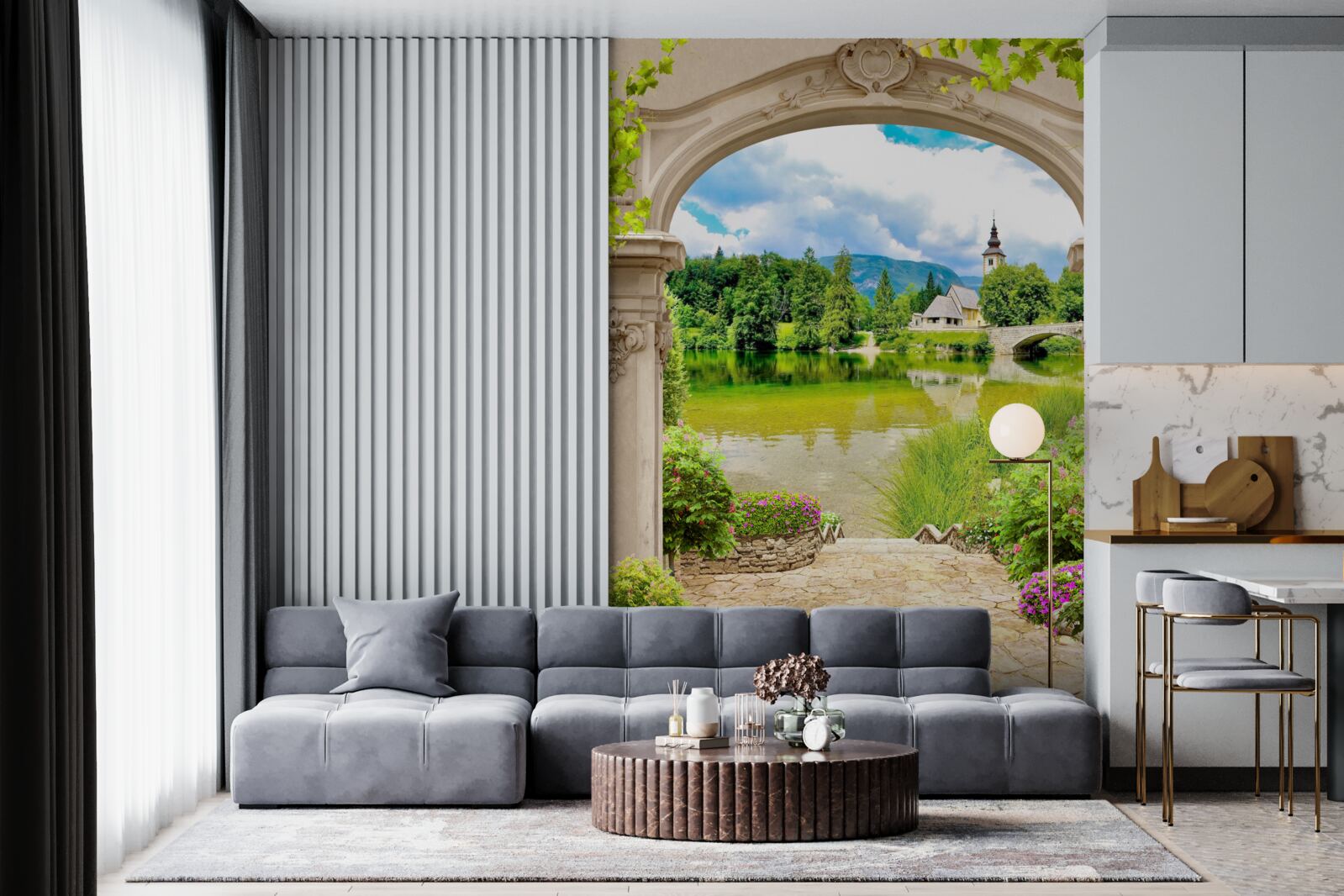 Fototapet arc circular care duce la apă