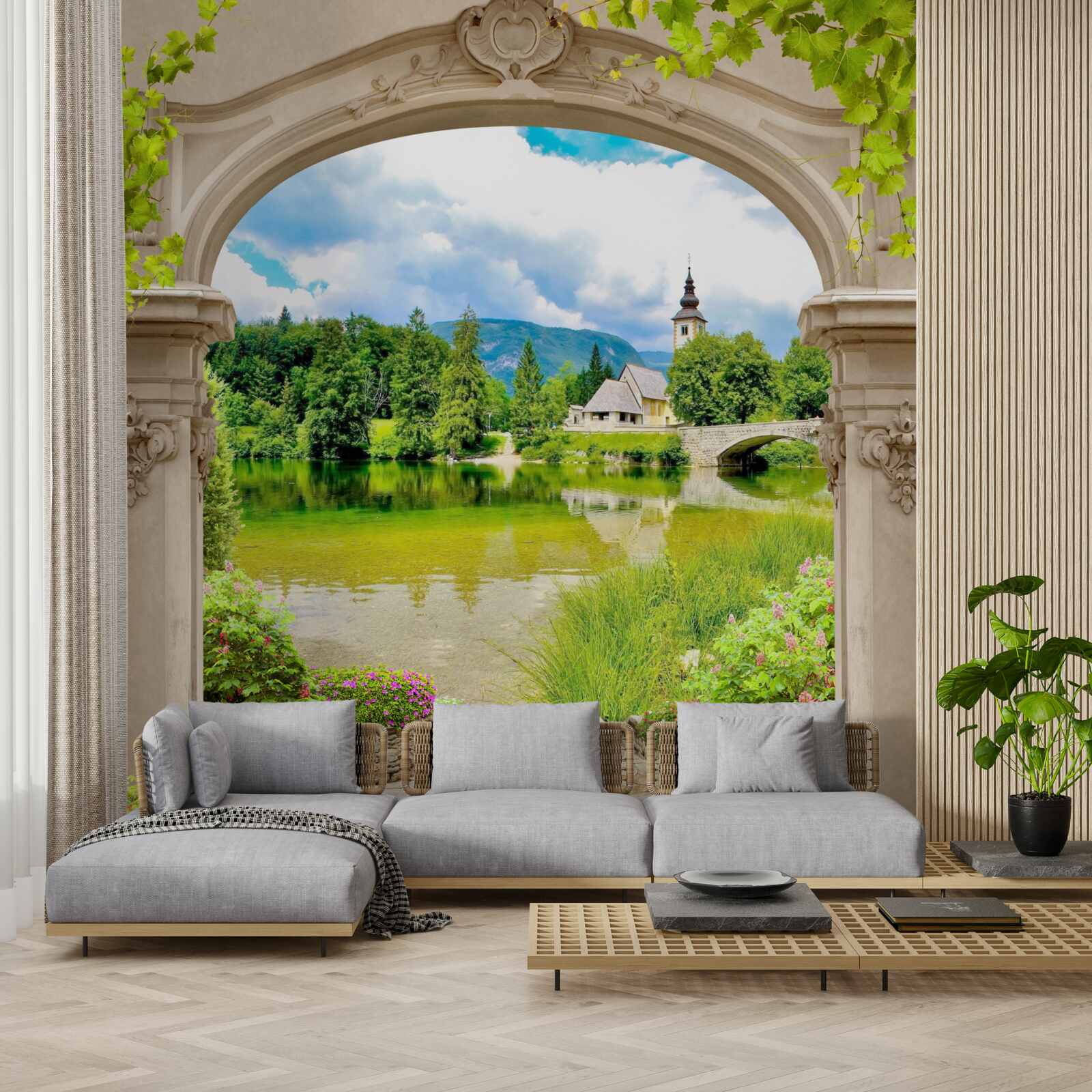 Fototapet arc circular care duce la apă