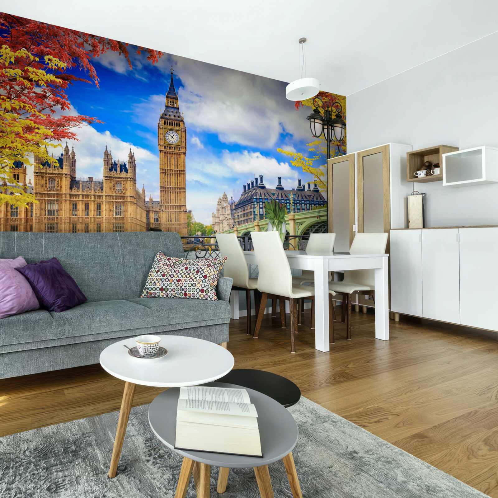 Fototapet podul de toamnă care leagă Tamisa și Big Ben