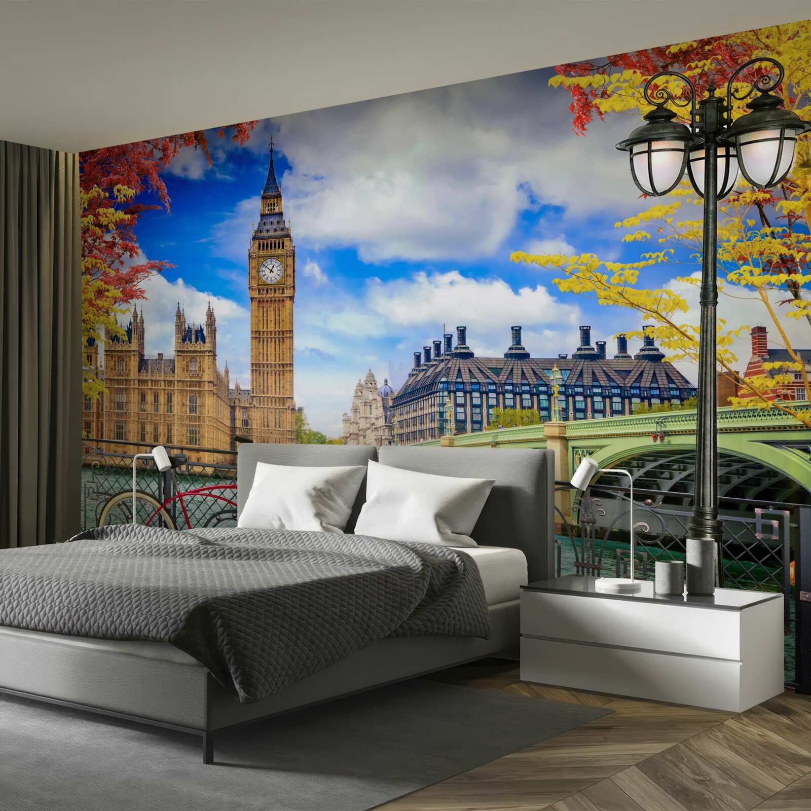 Fototapet podul de toamnă care leagă Tamisa și Big Ben