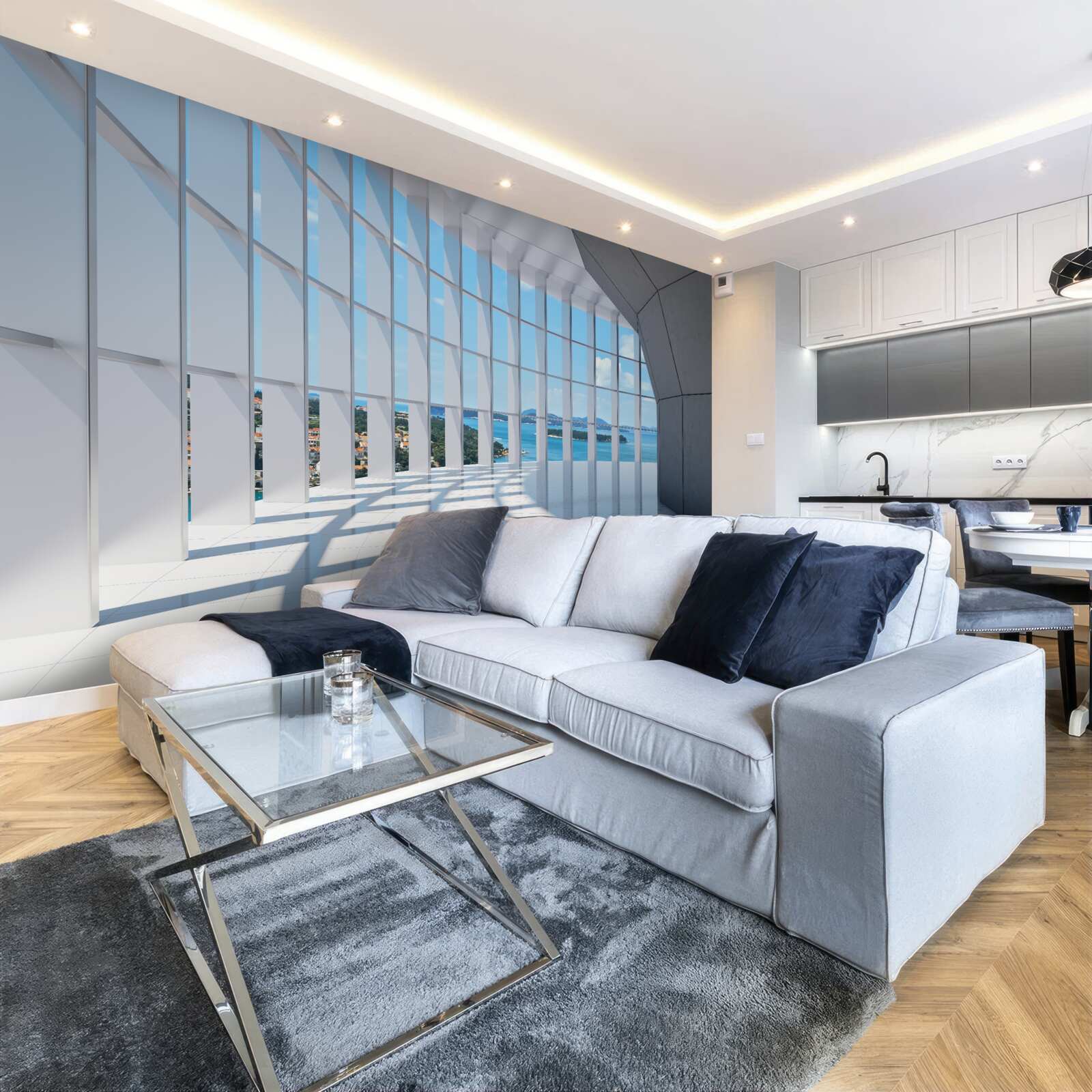 Fototapet coridor care duce departe cu o vedere atractivă