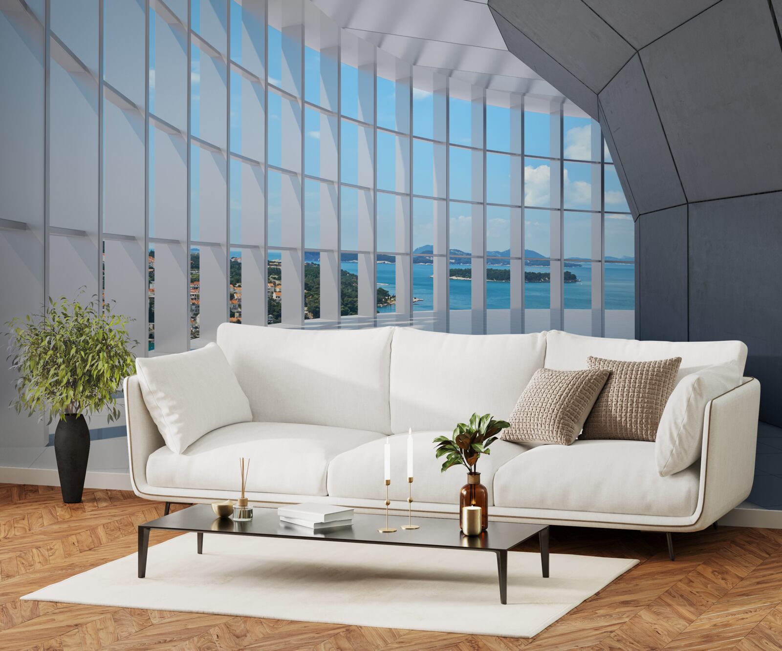 Fototapet coridor care duce departe cu o vedere atractivă