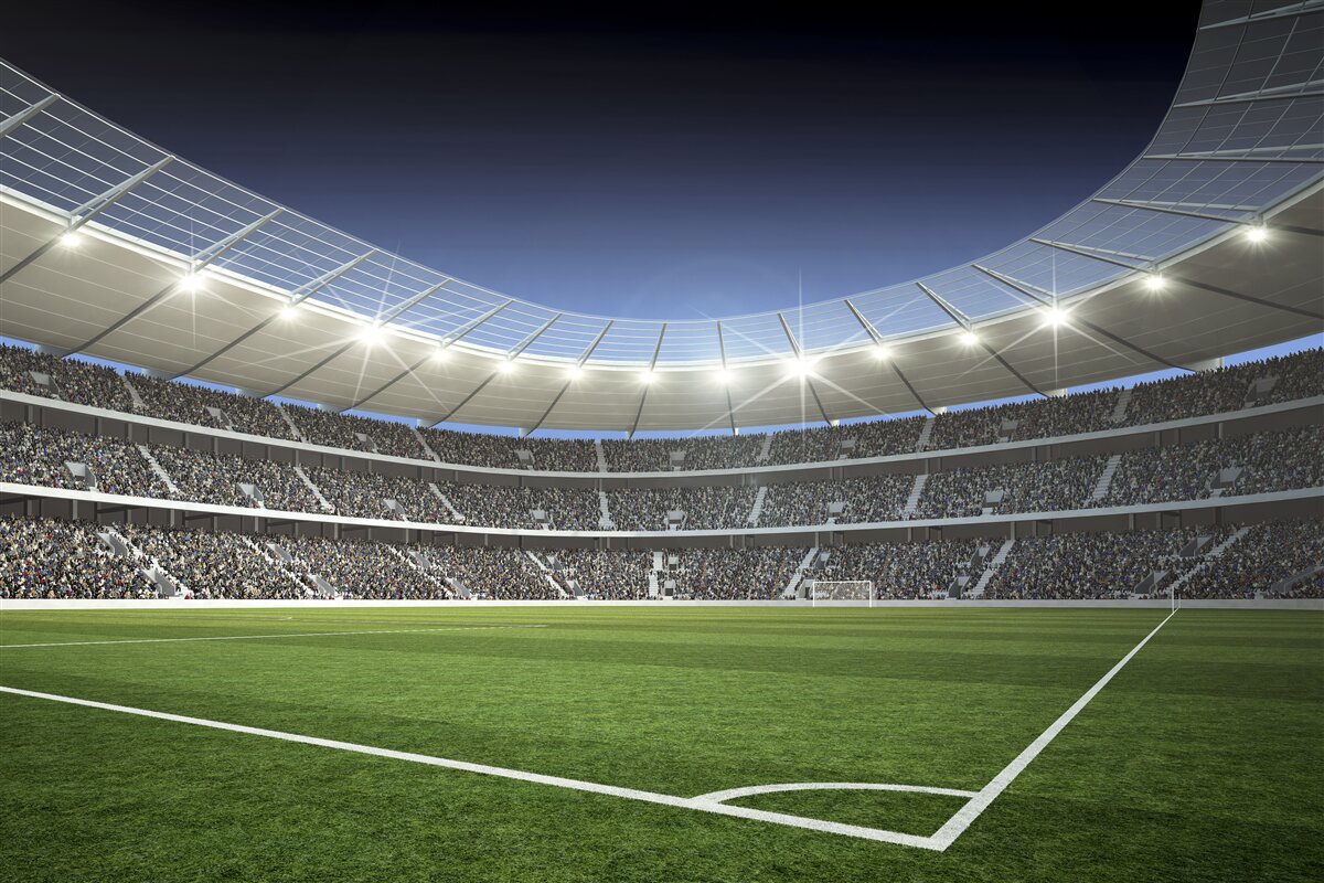 Fototapet stadionul se pregătește pentru sosirea fotbaliștilor