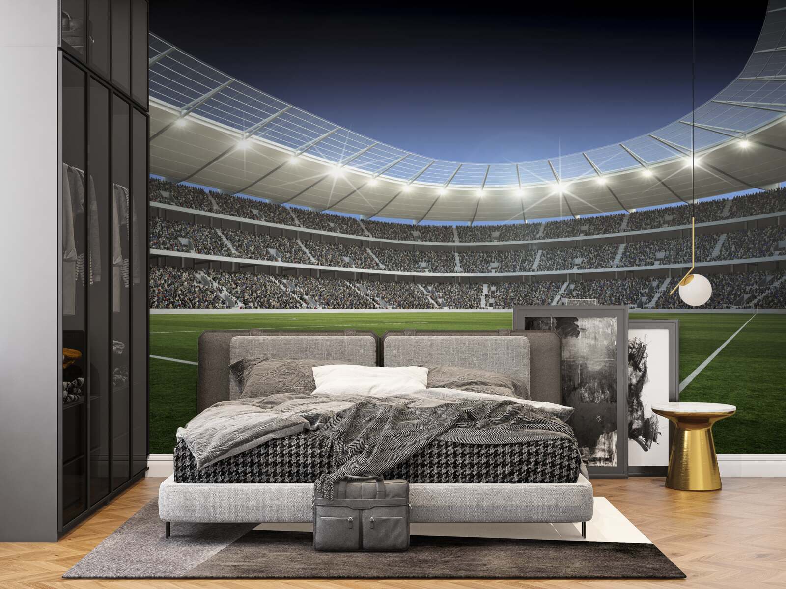 Fototapet stadionul se pregătește pentru sosirea fotbaliștilor