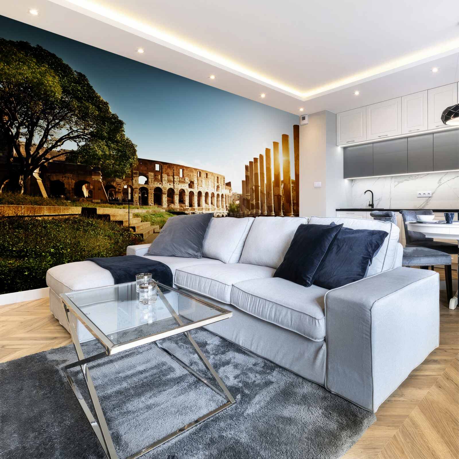 Fototapet sălile Romei antice în razele soarelui la apus