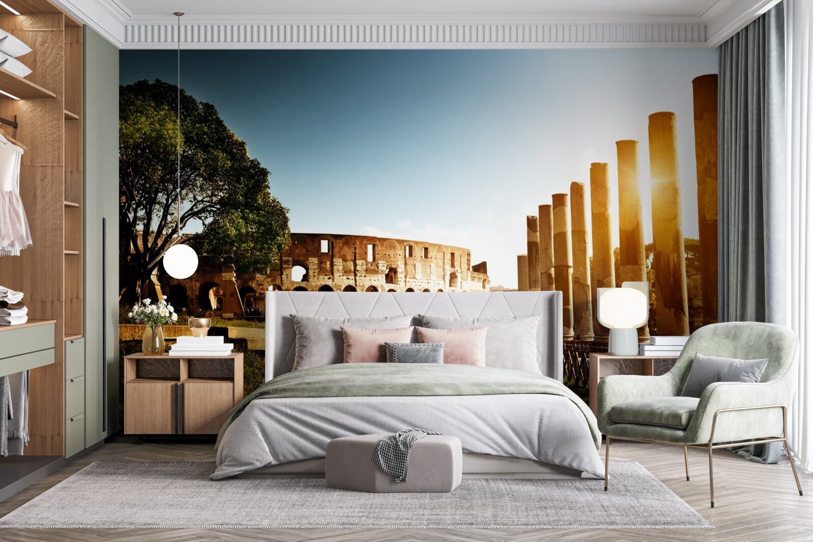 Fototapet sălile Romei antice în razele soarelui la apus