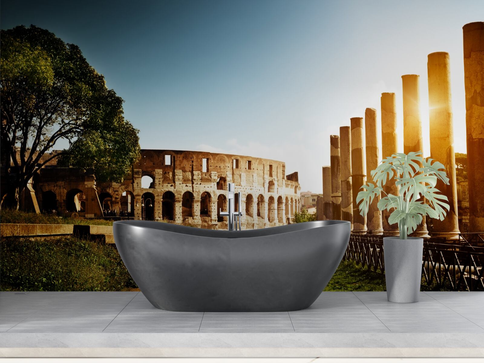 Fototapet sălile Romei antice în razele soarelui la apus