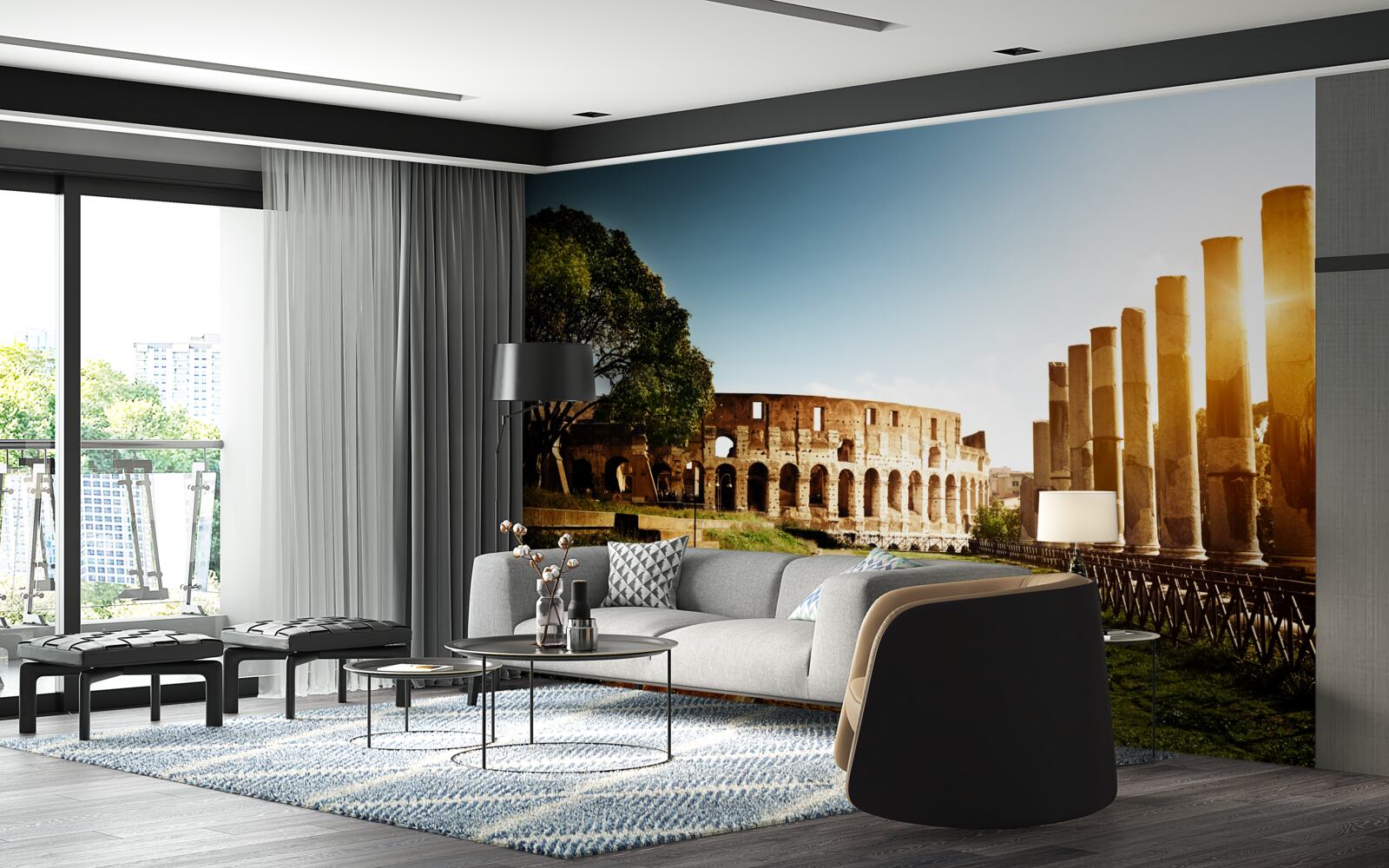 Fototapet sălile Romei antice în razele soarelui la apus