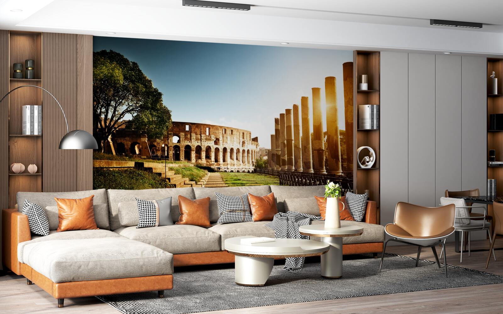 Fototapet sălile Romei antice în razele soarelui la apus