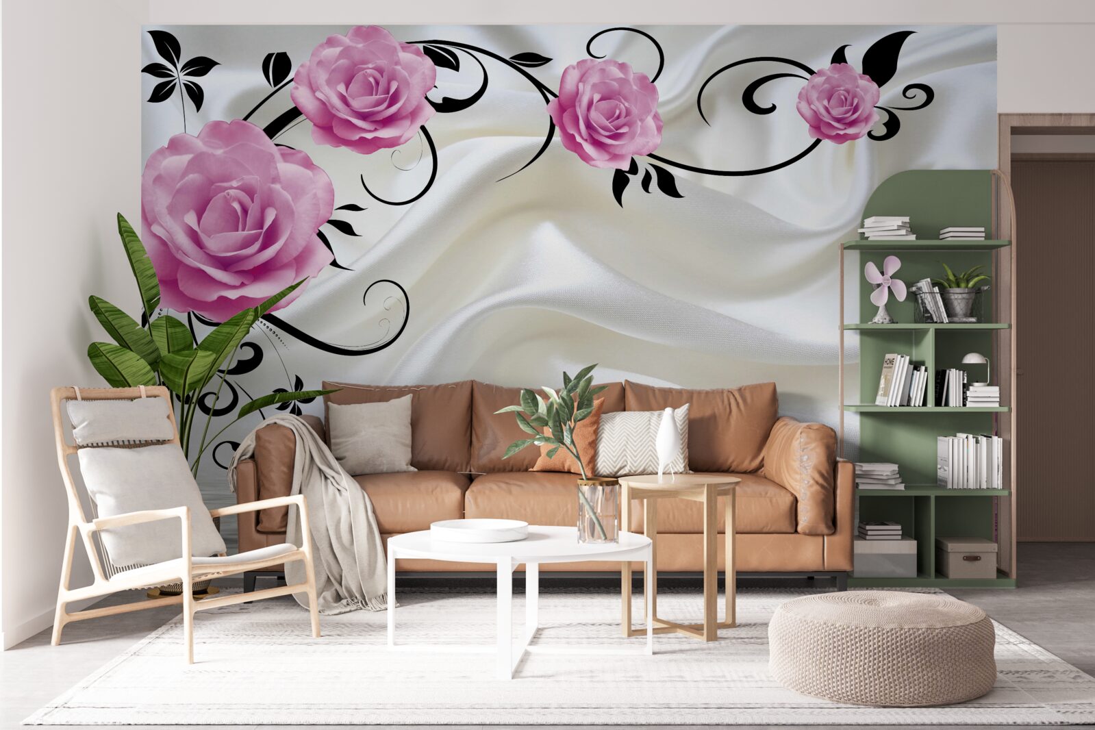 Fototapet muguri purpurii pe ramuri de mătase închisă