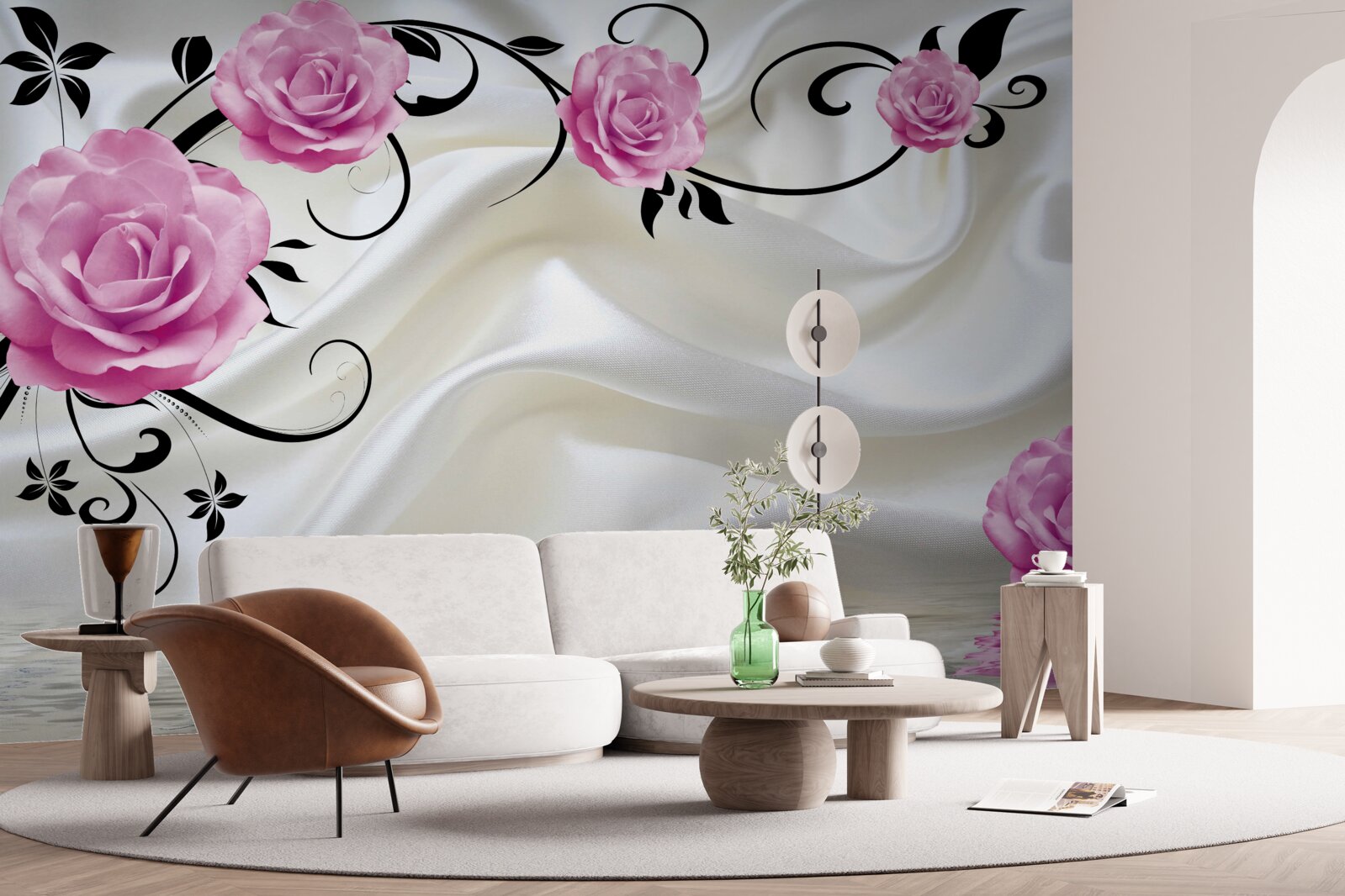 Fototapet muguri purpurii pe ramuri de mătase închisă