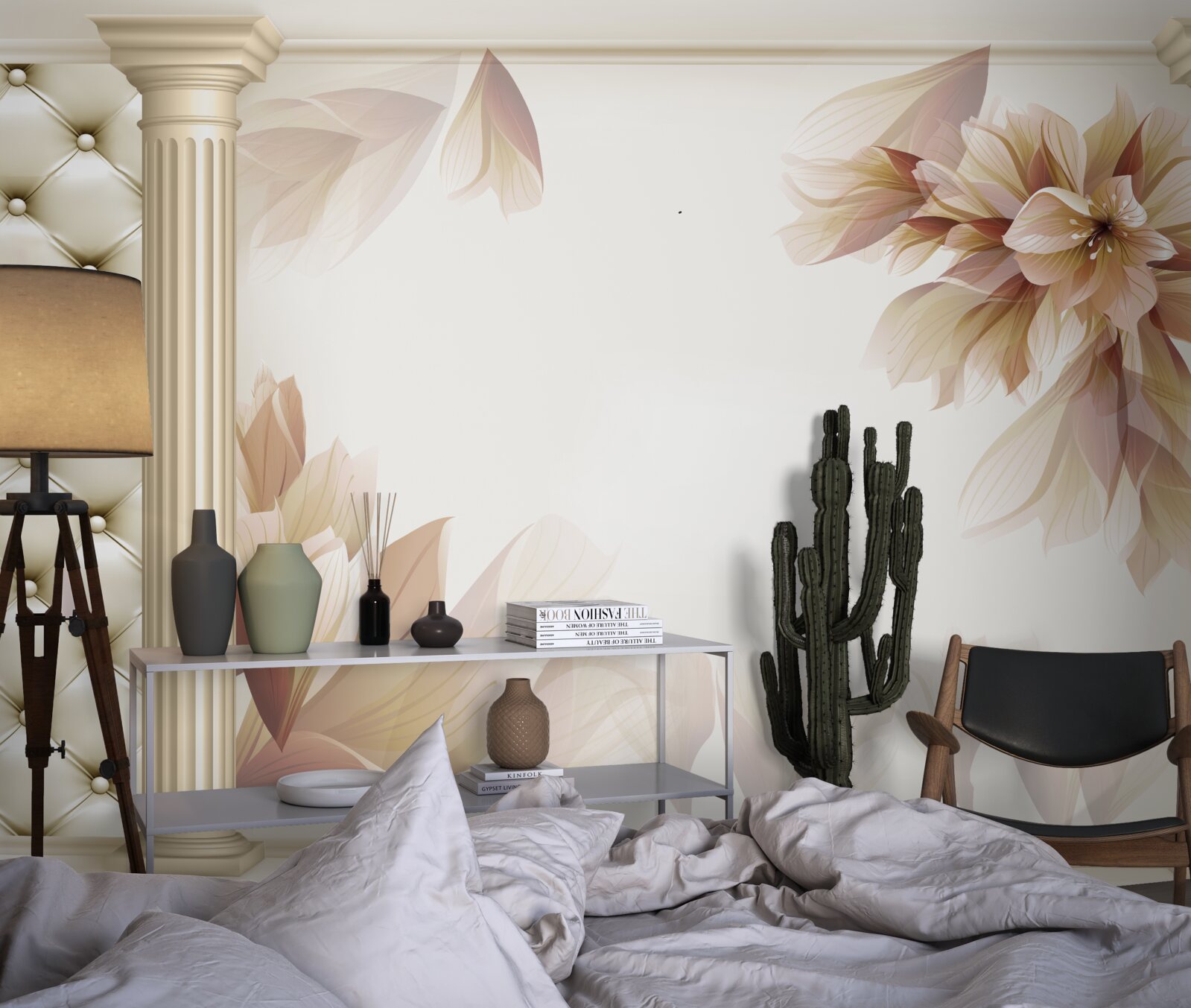 Fototapet florile cresc lângă coloane înalte