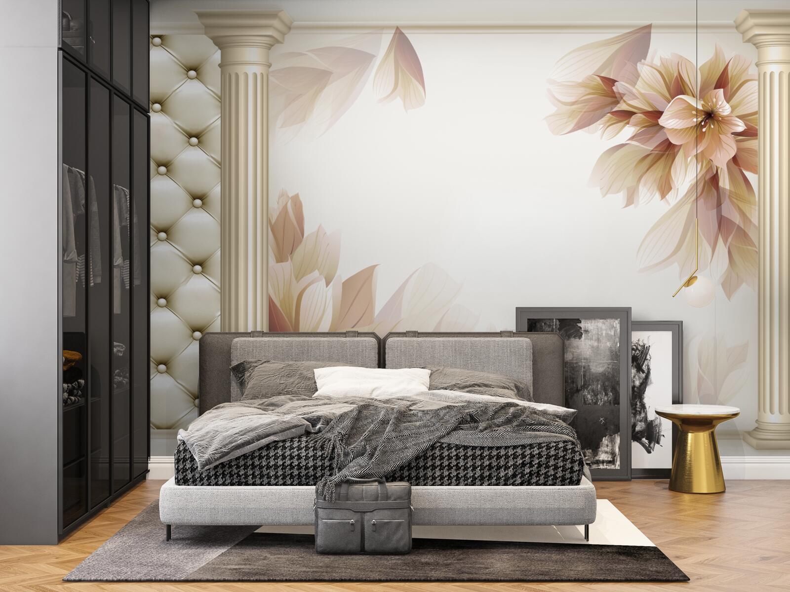 Fototapet florile cresc lângă coloane înalte