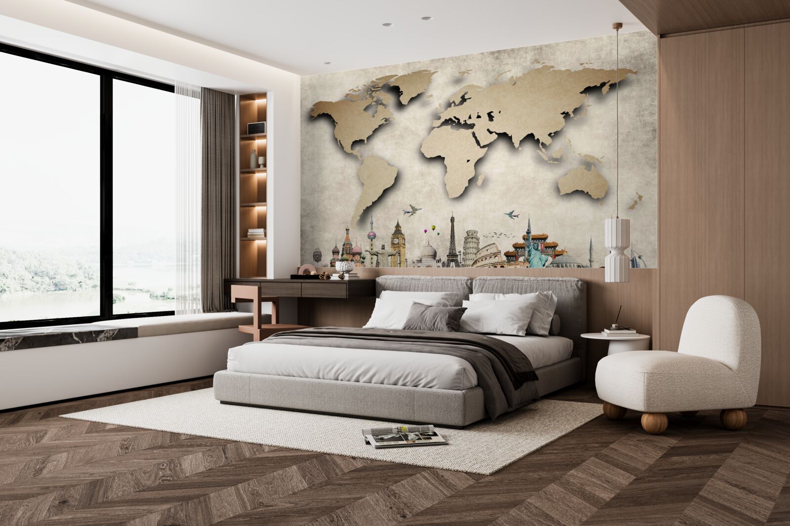 Fototapet harta lumii și principalele locuri de interes