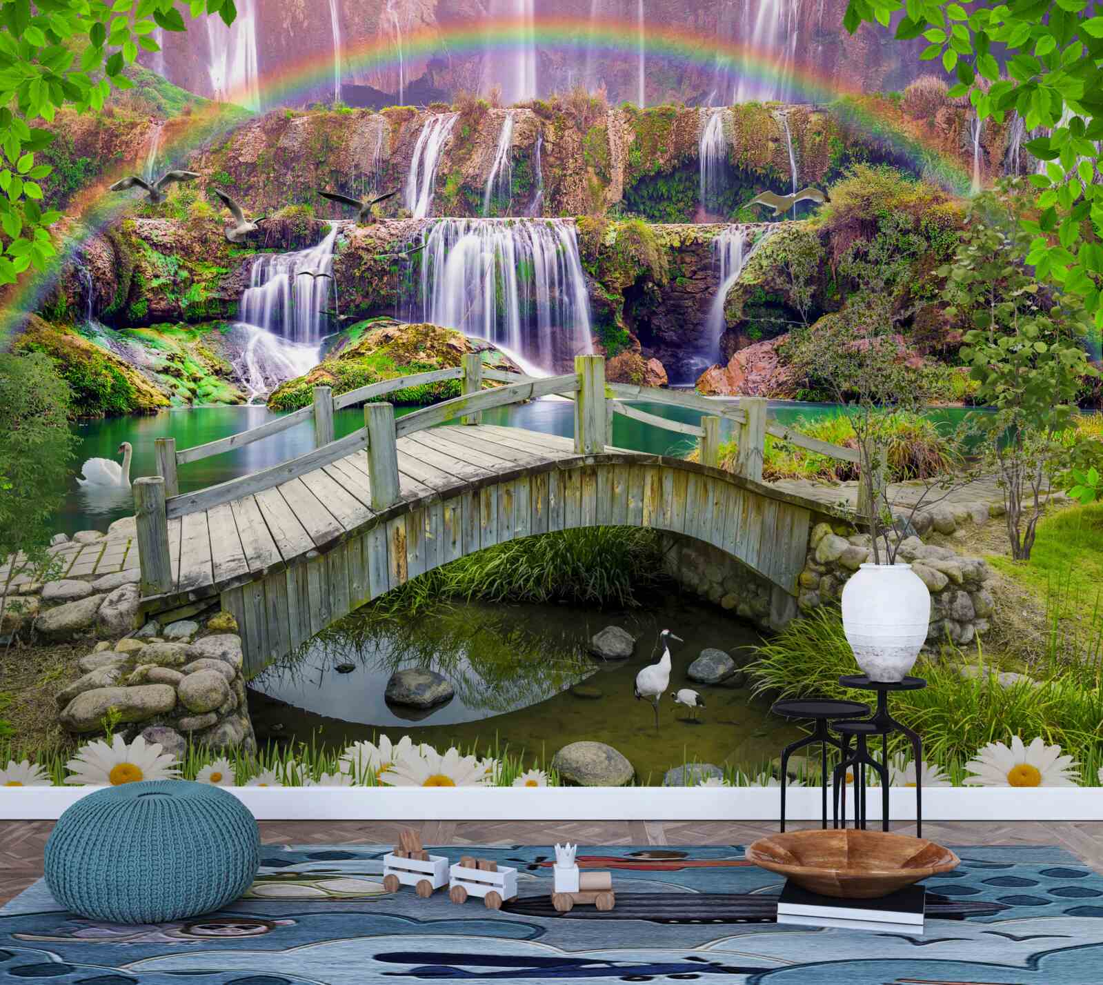 Fototapet compoziția grădinii de vară în peisaj