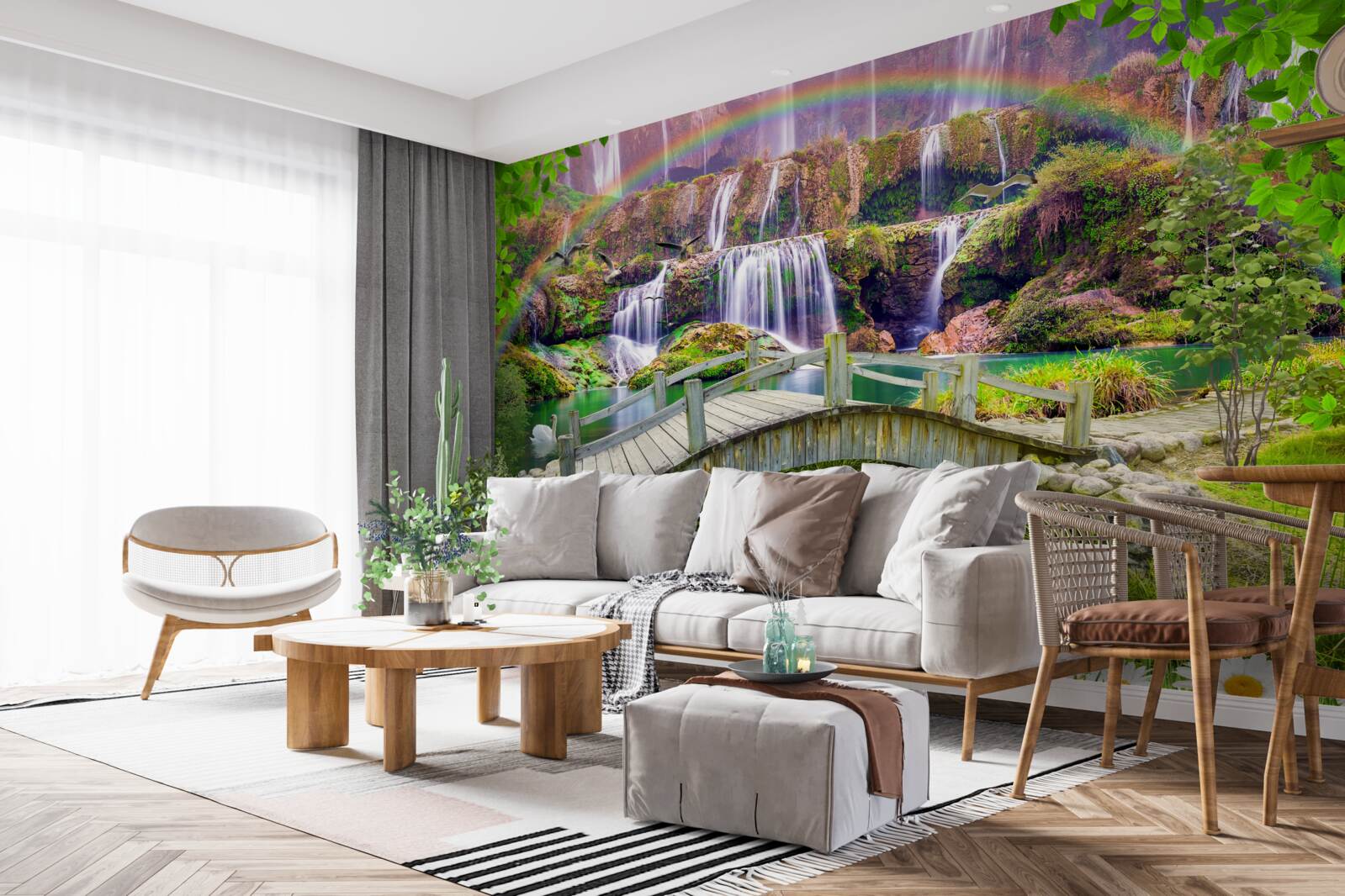 Fototapet compoziția grădinii de vară în peisaj