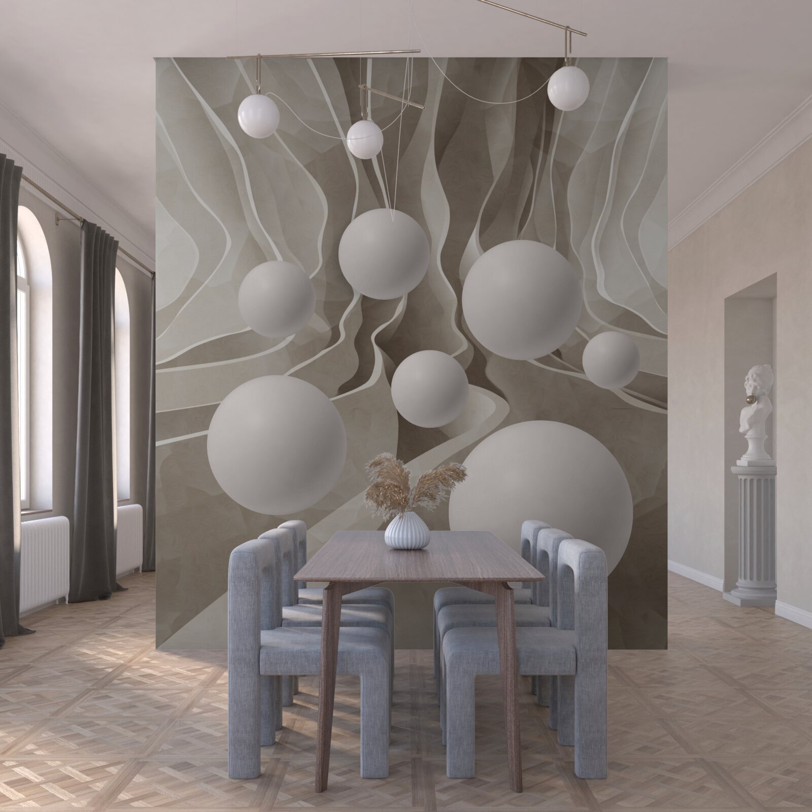 Fototapet bile albe netede într-un pasaj circular