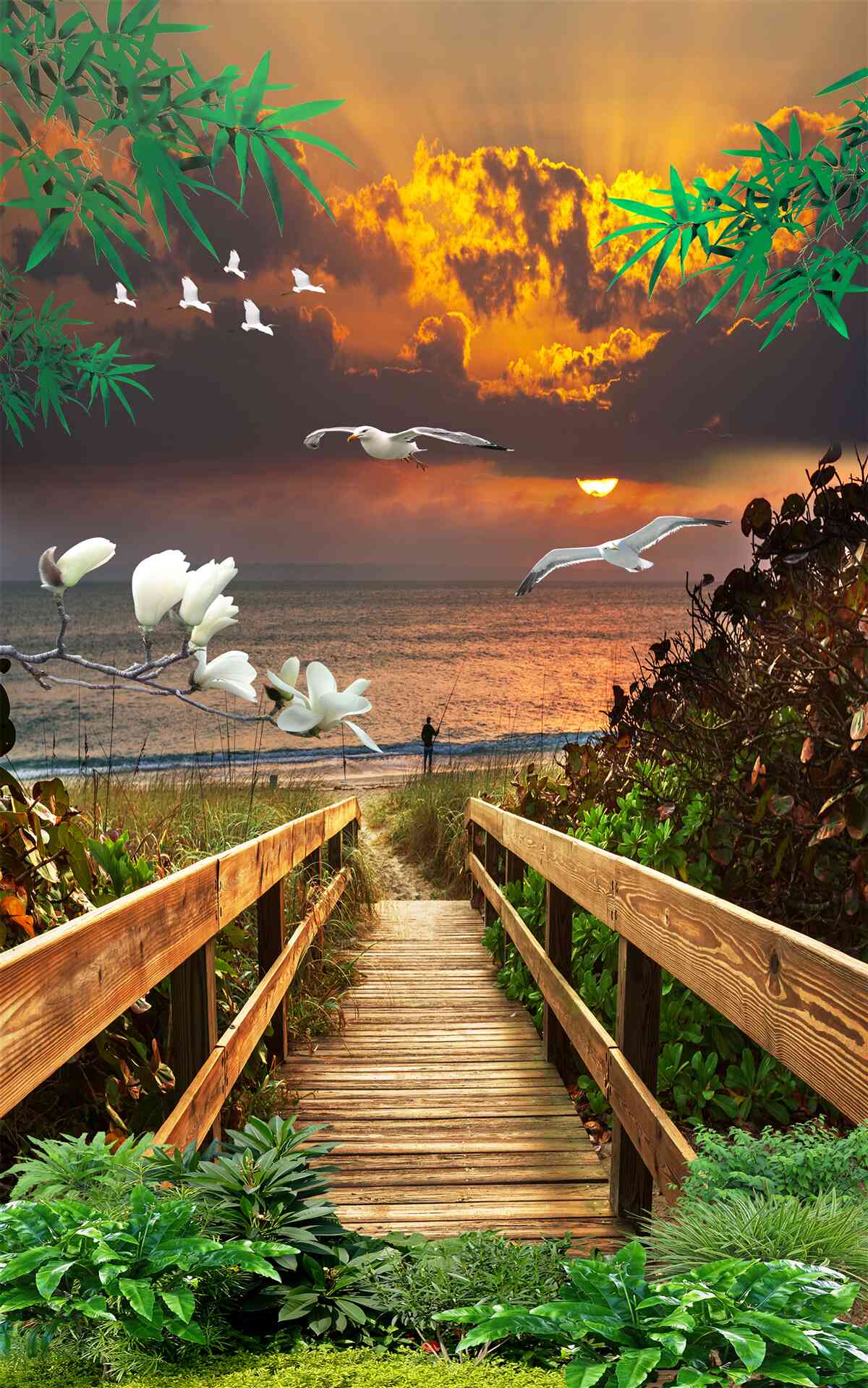 Fototapet calea spre coastă în seara