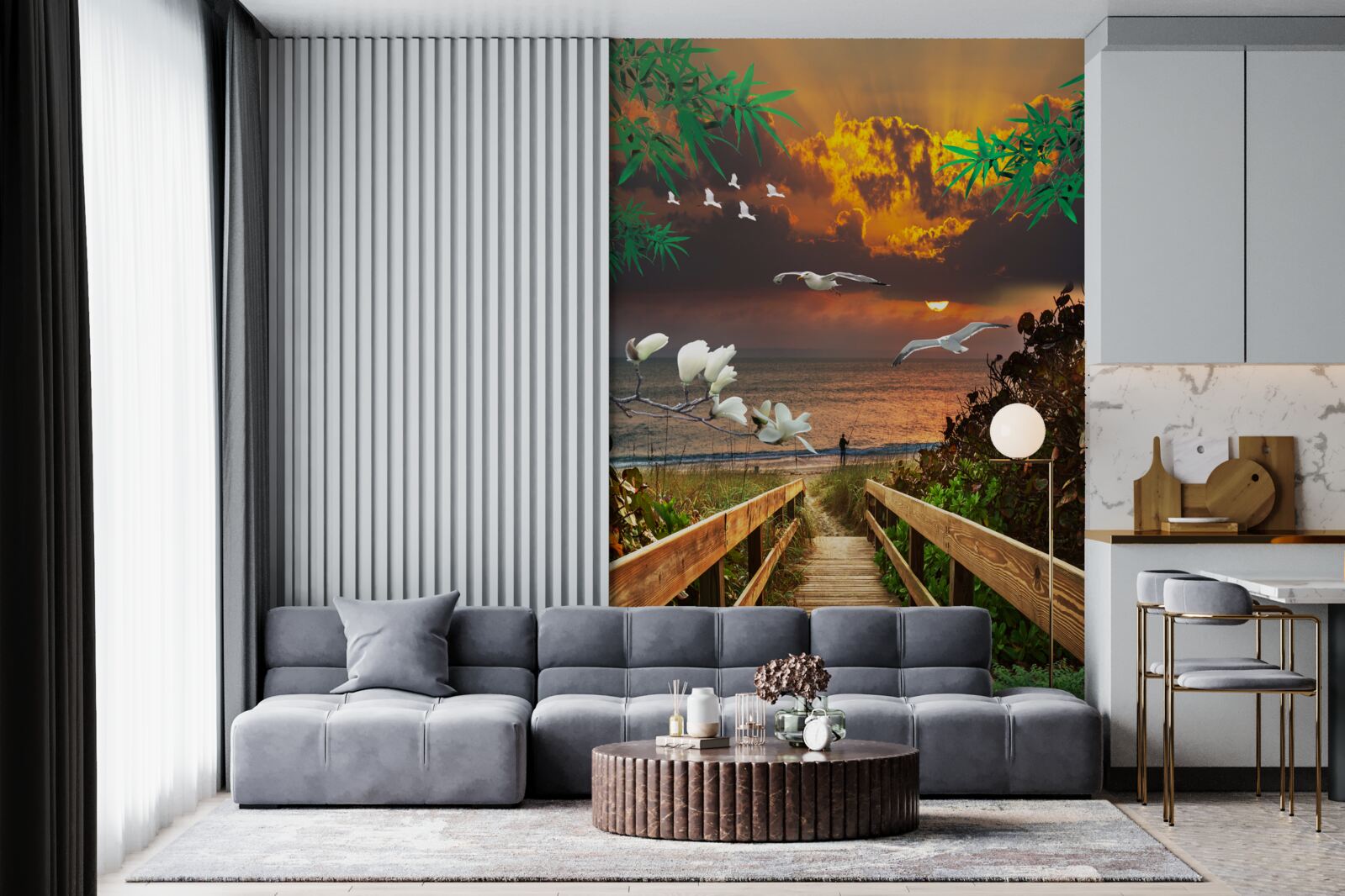 Fototapet calea spre coastă în seara