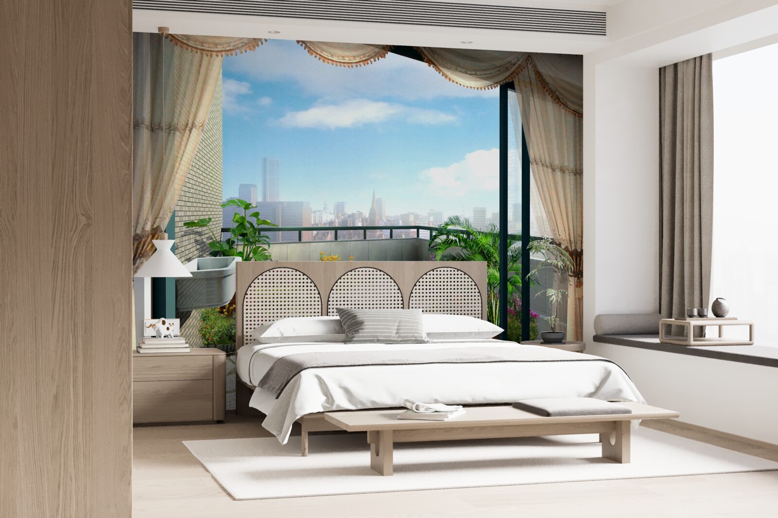 Fototapet loggie cu vedere magnifică la orașul de vară