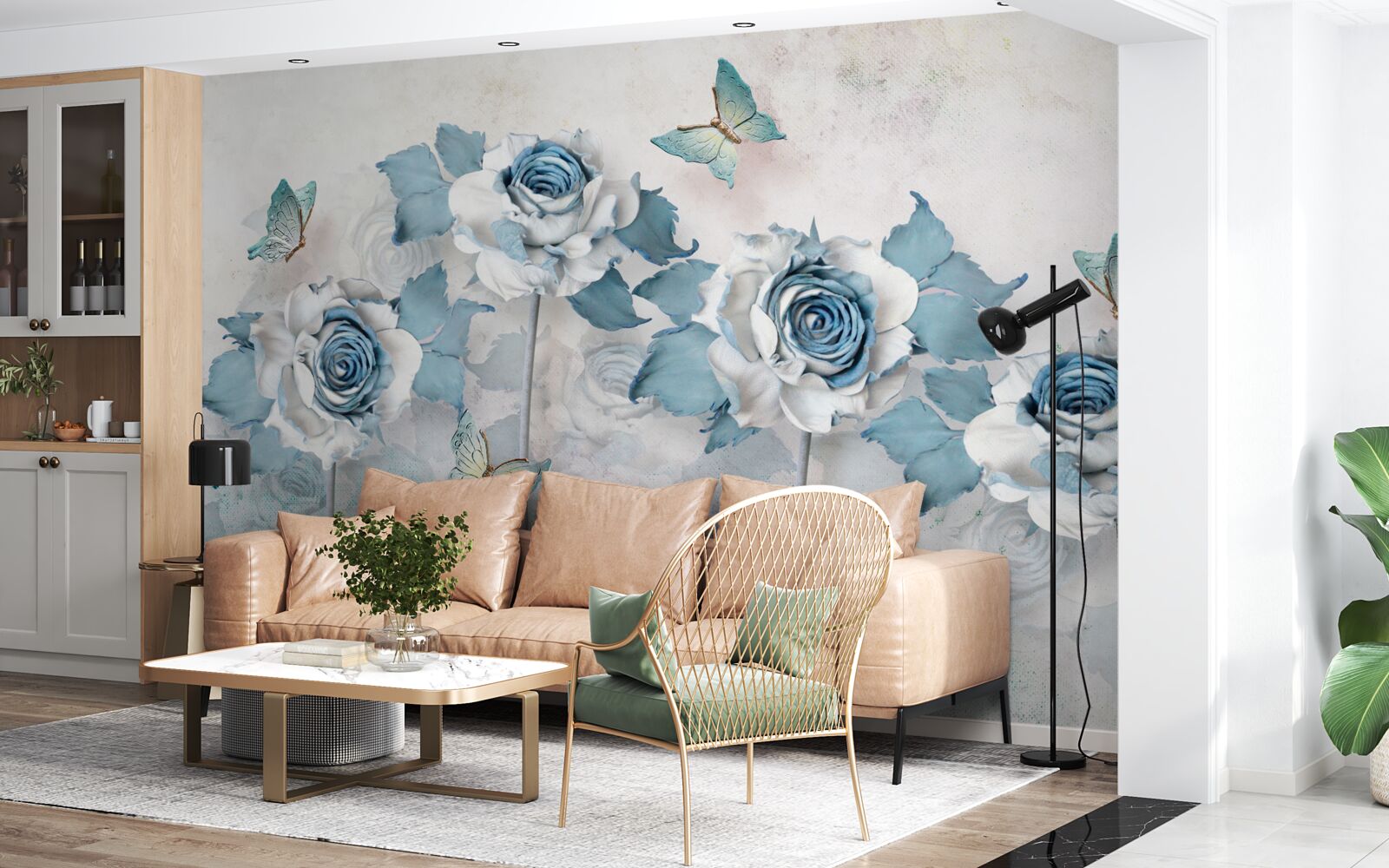 Fototapet trandafiri grațioși din textile și bijuterii cu molii