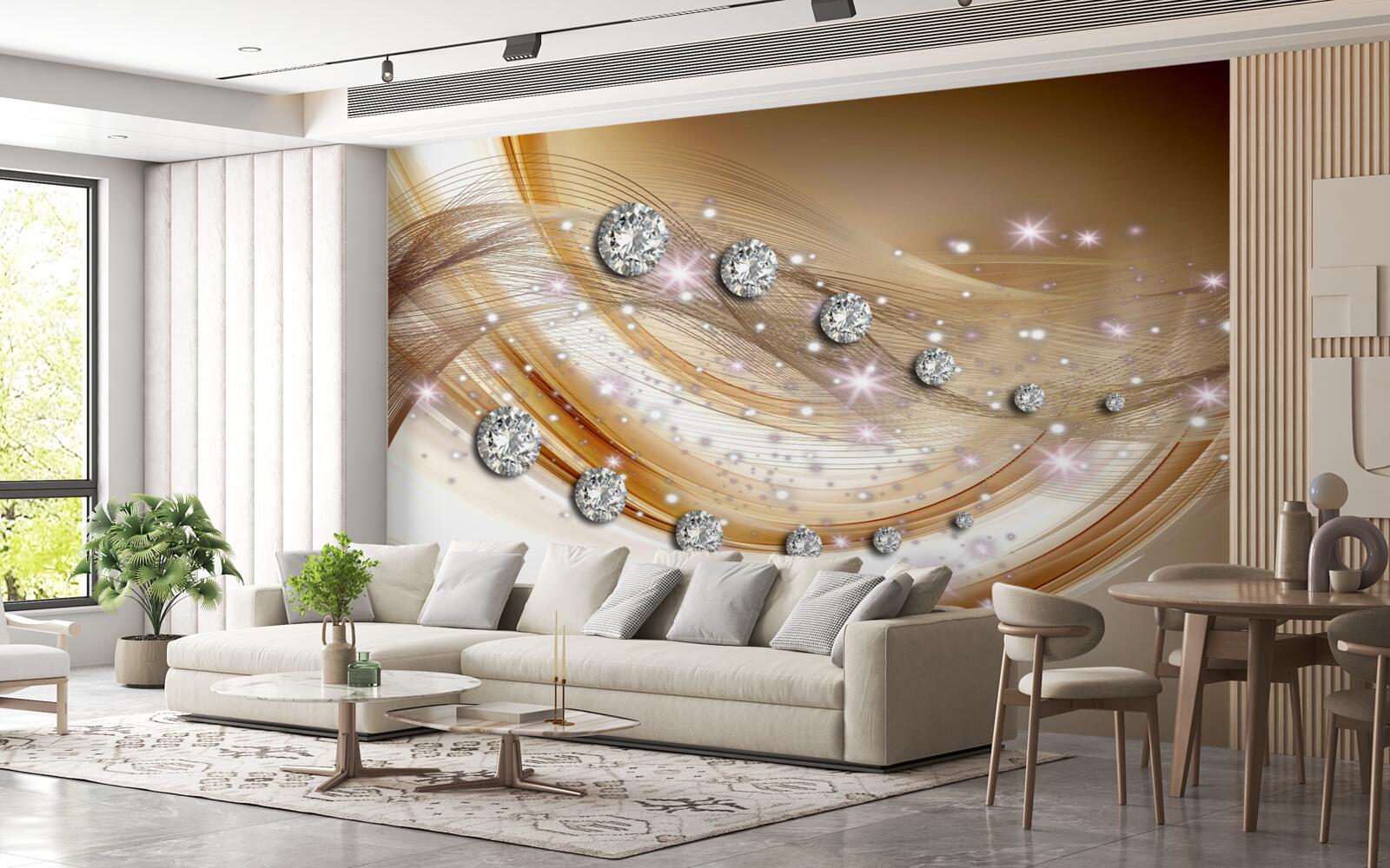 Fototapet mătase aurie cu diamante