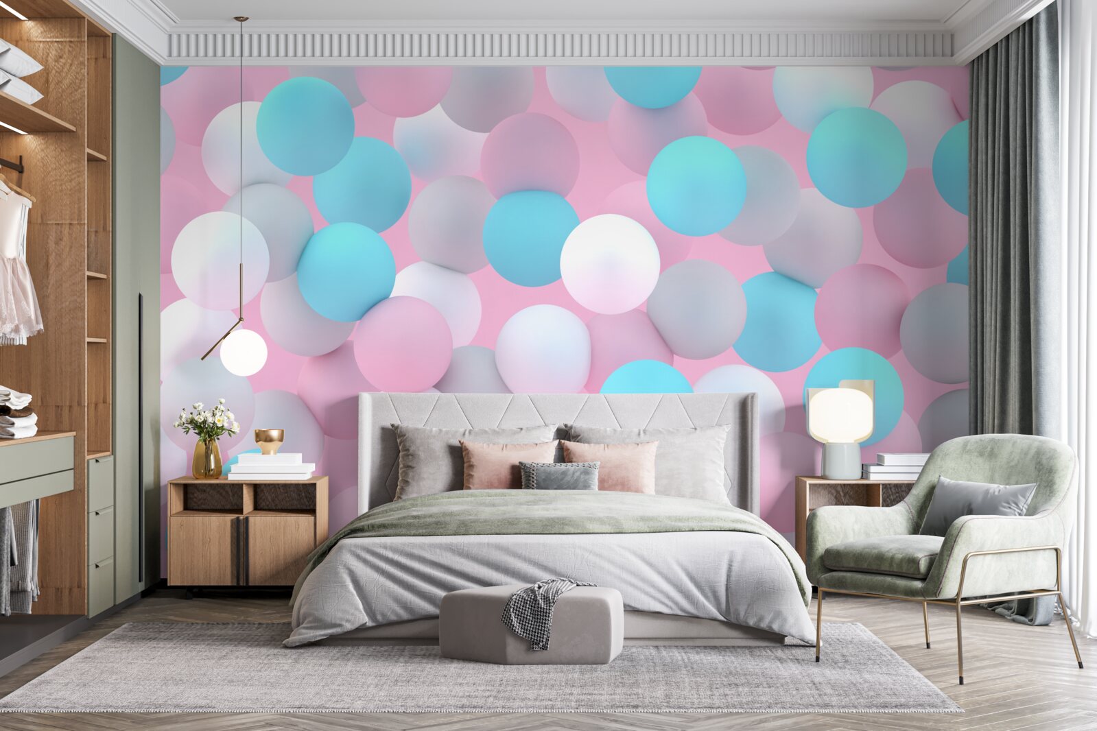 Fototapet bile de toate culorile plutesc în piscină