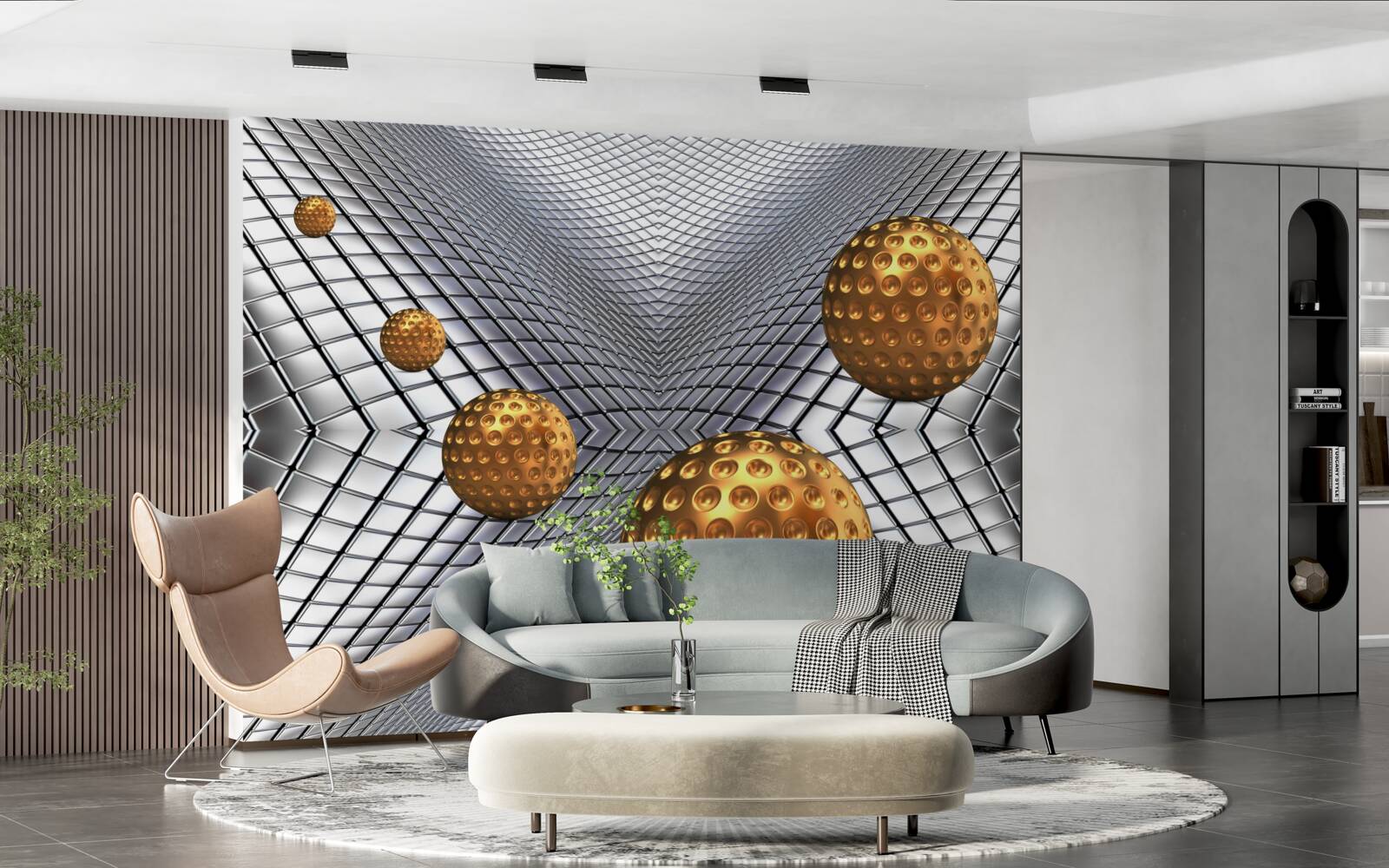 Fototapet mingi de tenis de aur plutitoare