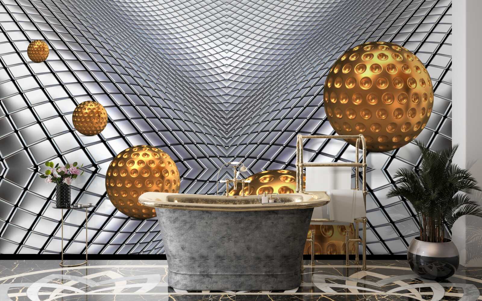 Fototapet mingi de tenis de aur plutitoare