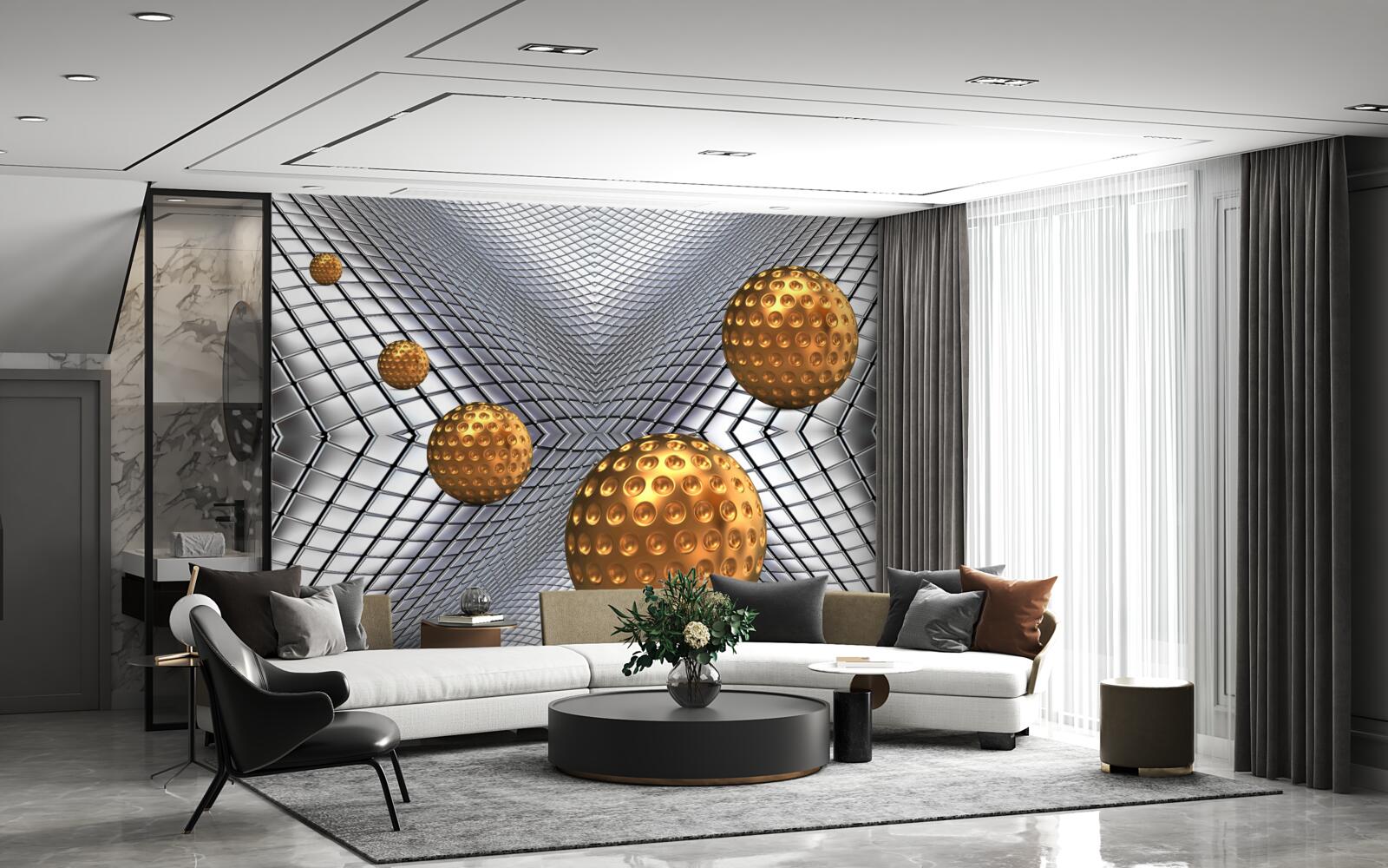 Fototapet mingi de tenis de aur plutitoare