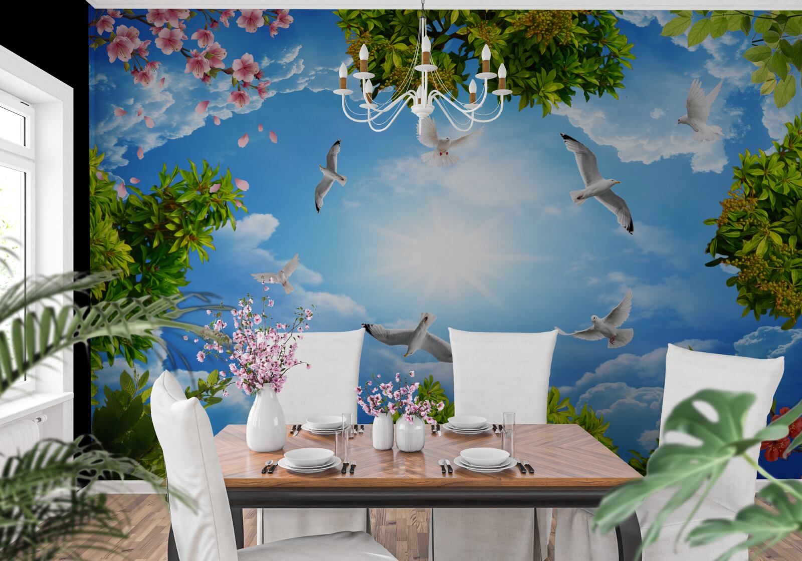 Fototapet păsările din pădure se bucură de o zi însorită