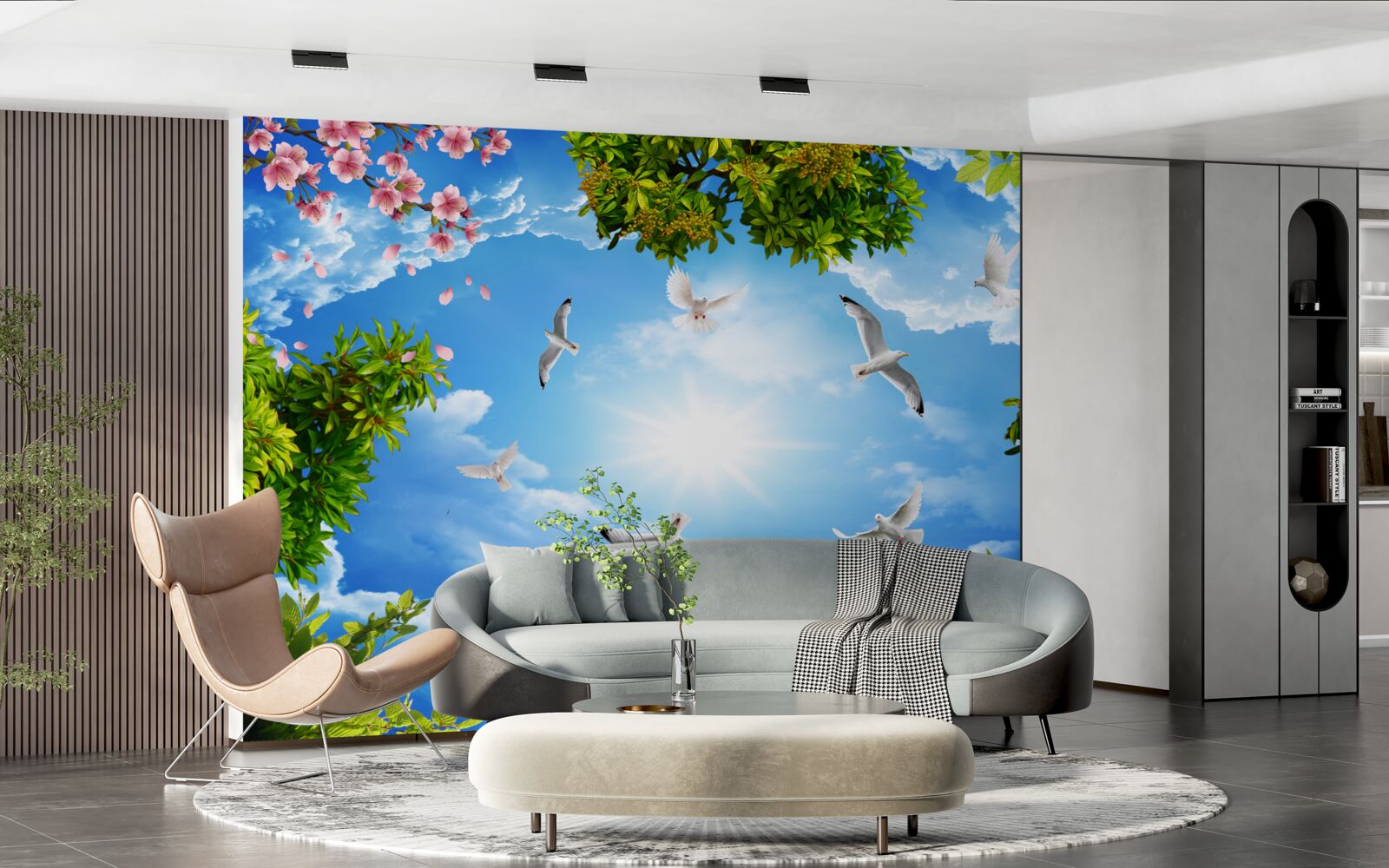 Fototapet păsările din pădure se bucură de o zi însorită