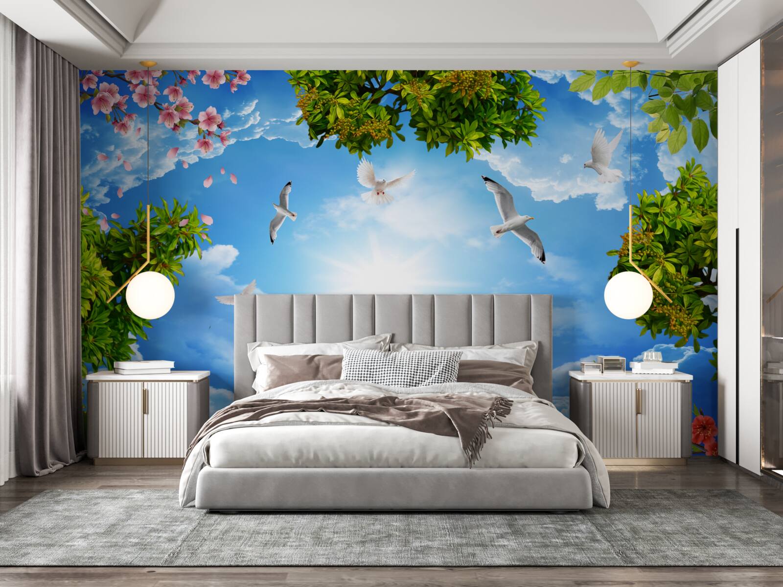 Fototapet păsările din pădure se bucură de o zi însorită