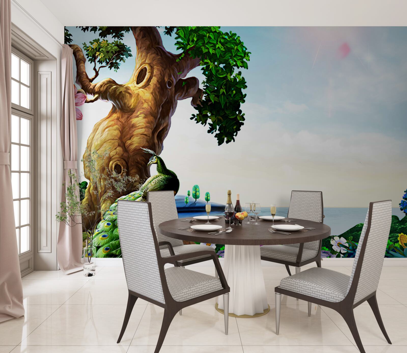 Fototapet peisaje de smarald și locuitorii lor de pe malurile corpurilor de apă