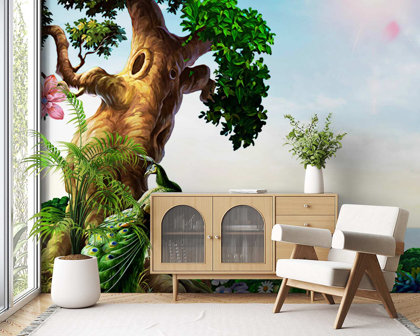 Fototapet peisaje de smarald și locuitorii lor de pe malurile corpurilor de apă