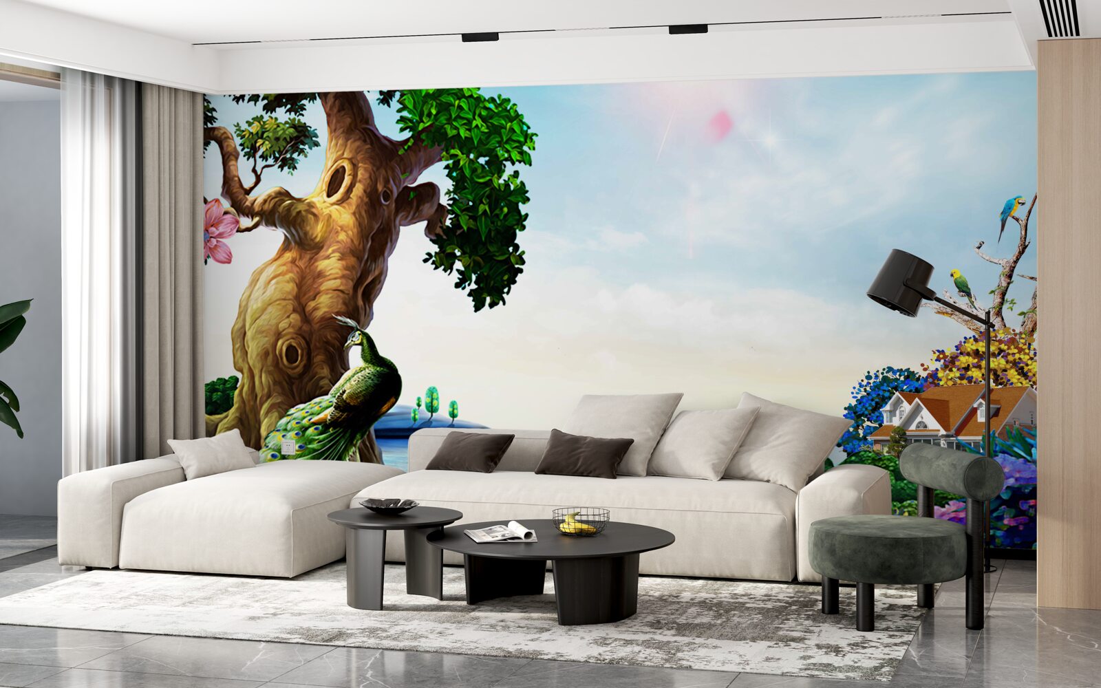 Fototapet peisaje de smarald și locuitorii lor de pe malurile corpurilor de apă