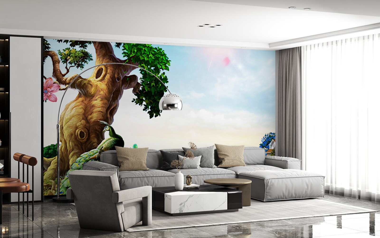 Fototapet peisaje de smarald și locuitorii lor de pe malurile corpurilor de apă