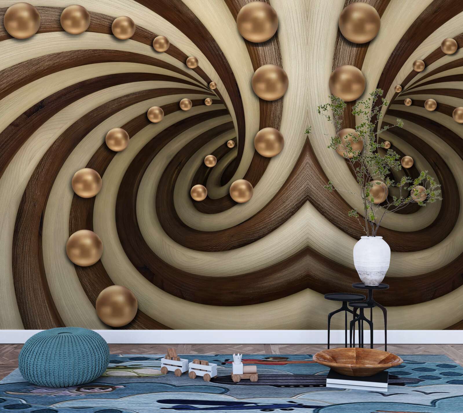 Fototapet bilele aurii cad de-a lungul liniei