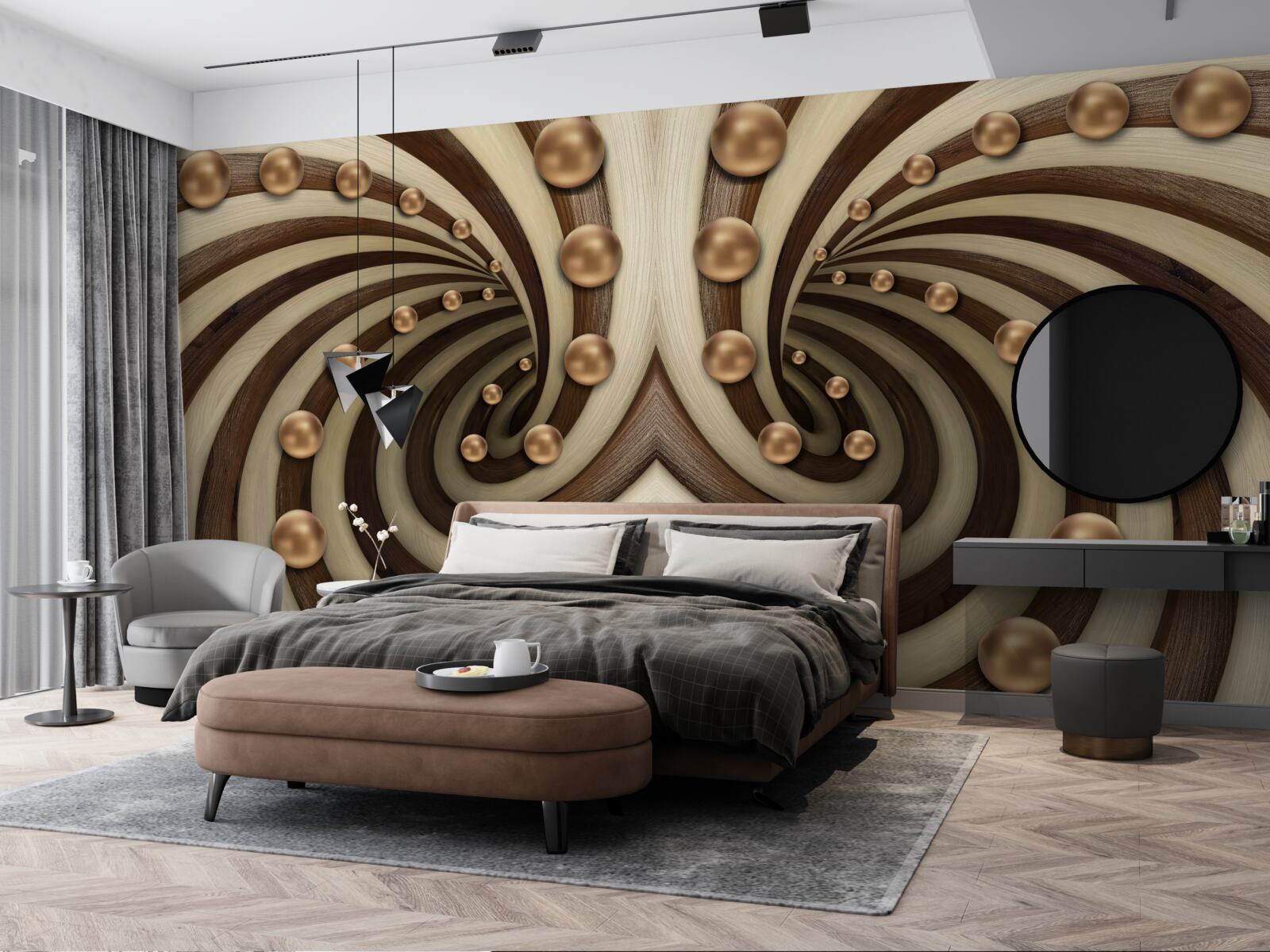 Fototapet bilele aurii cad de-a lungul liniei