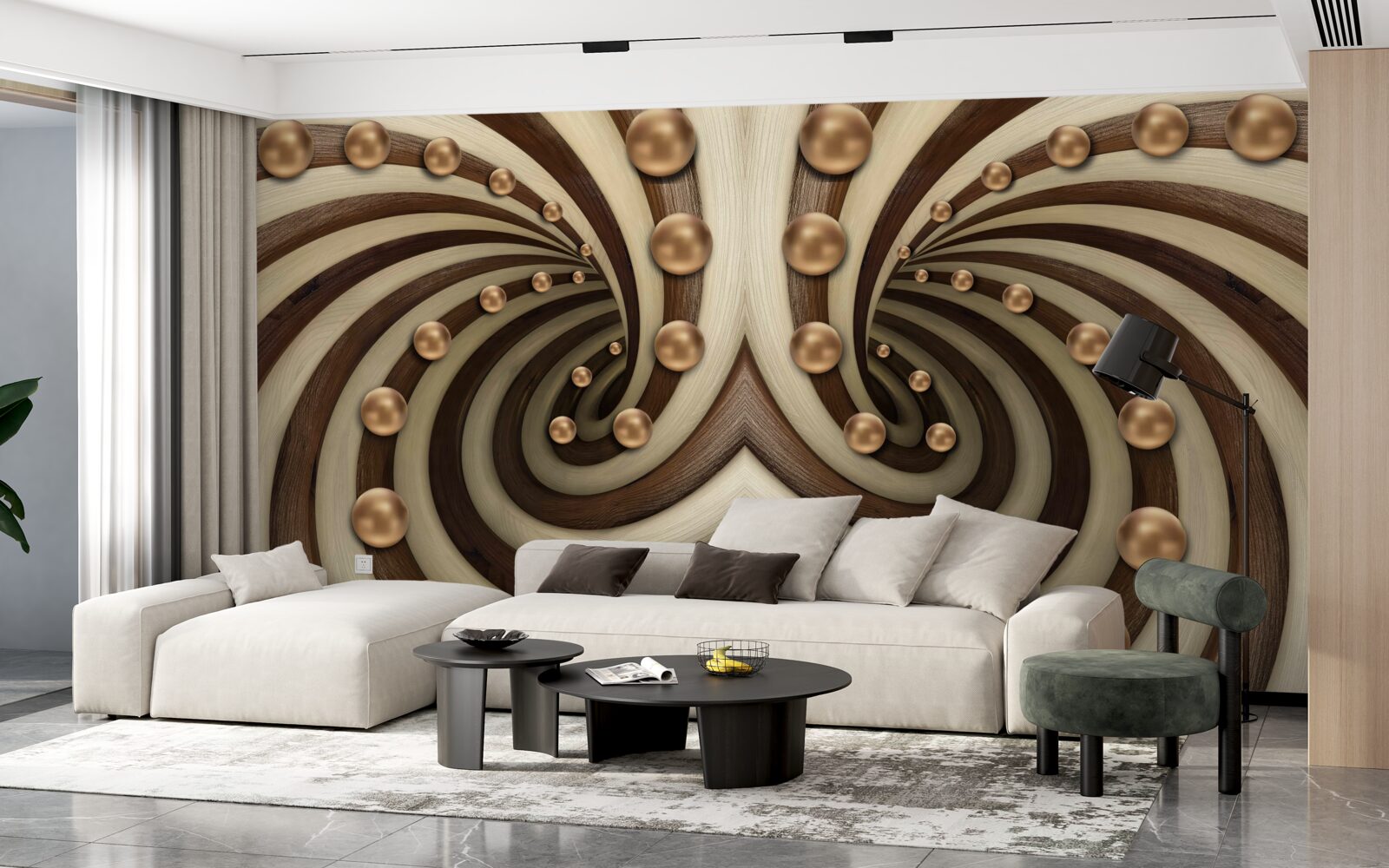 Fototapet bilele aurii cad de-a lungul liniei